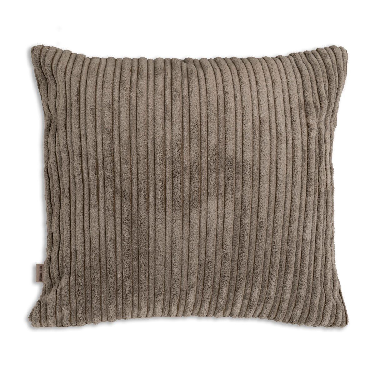Knit Factory Dekokissen Ritz Kissen Taupe 50x50 cm Gestreift, deko kissen wohnzimmer sofa wärme winter herbst Strick sale modern