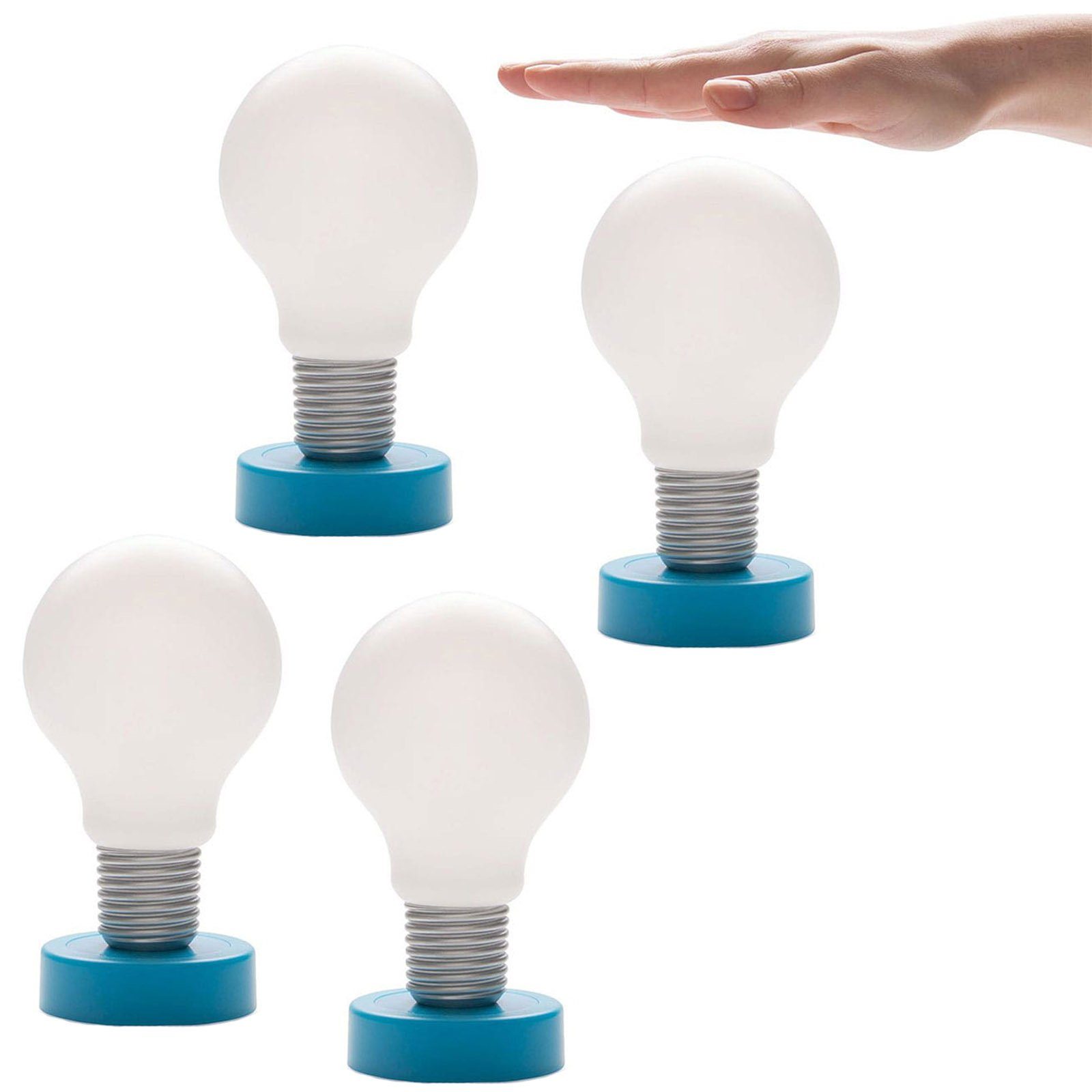 HAC24 LED fest Drucklampe 4x integriert, Tischlampe LED Tischleuchte, Druck LED Lampe Blau Glühbirne Schreibtischlampe Batteriebetrieben