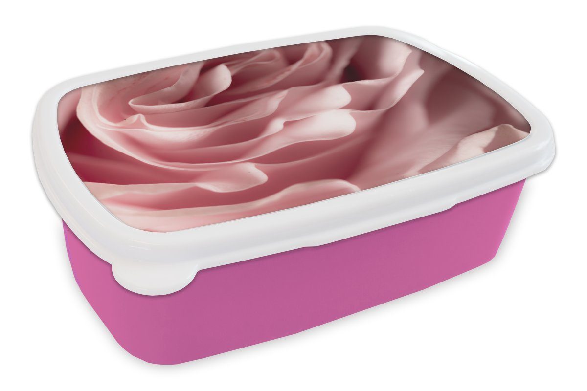 MuchoWow Lunchbox Rosenblütenblätter - Rosen Kinder, Kunststoff, (2-tlg), Kunststoff Mädchen, für Snackbox, - Brotdose Erwachsene, Rosa, Brotbox