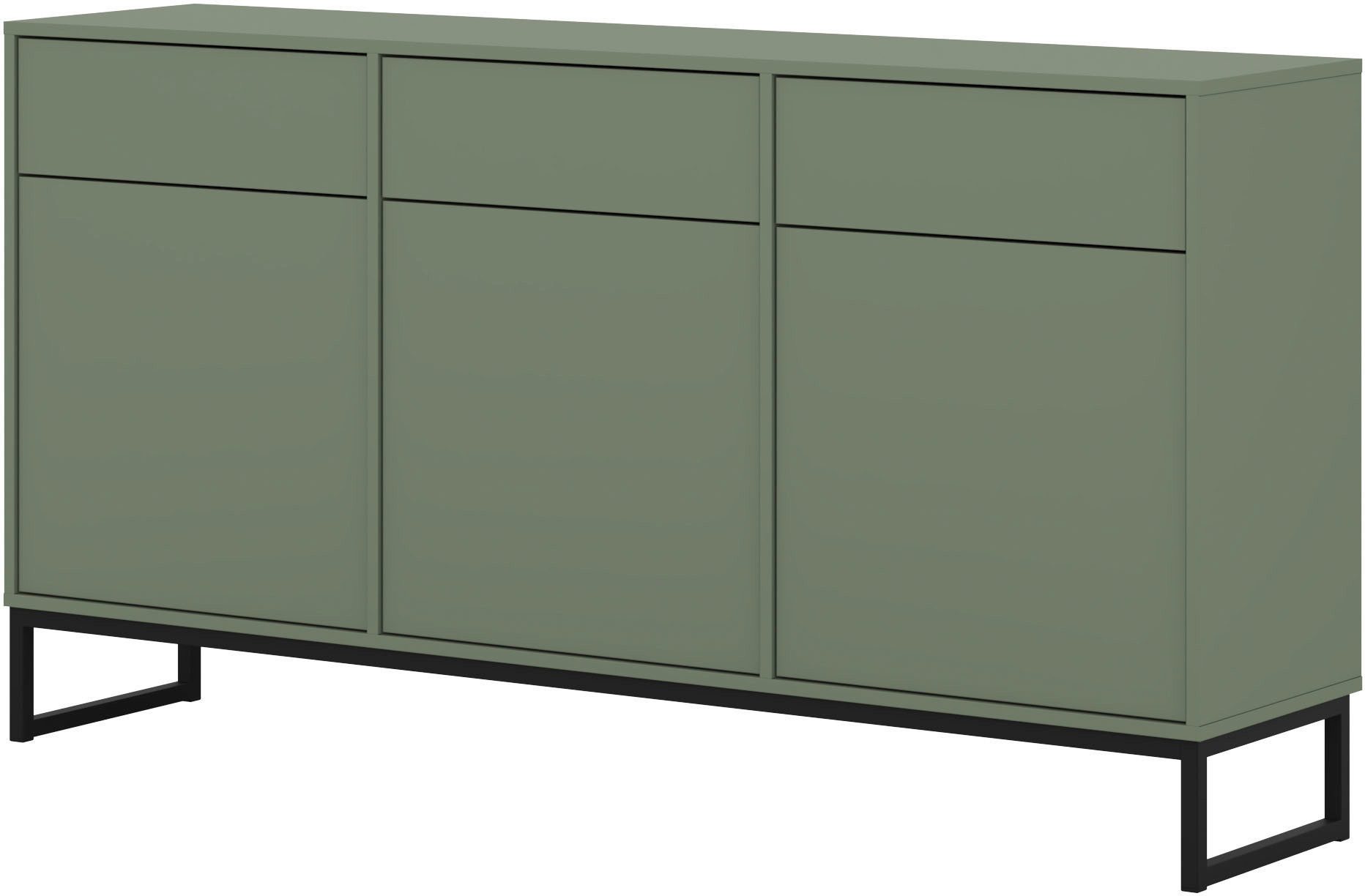 OTTO home Sideboard Loft, Breite 157 cm, grifflose Kommode 3 Türen/3 Schubkästen., Schubladenschrank mit viel Stauraum, Einlegeböden verstellbar