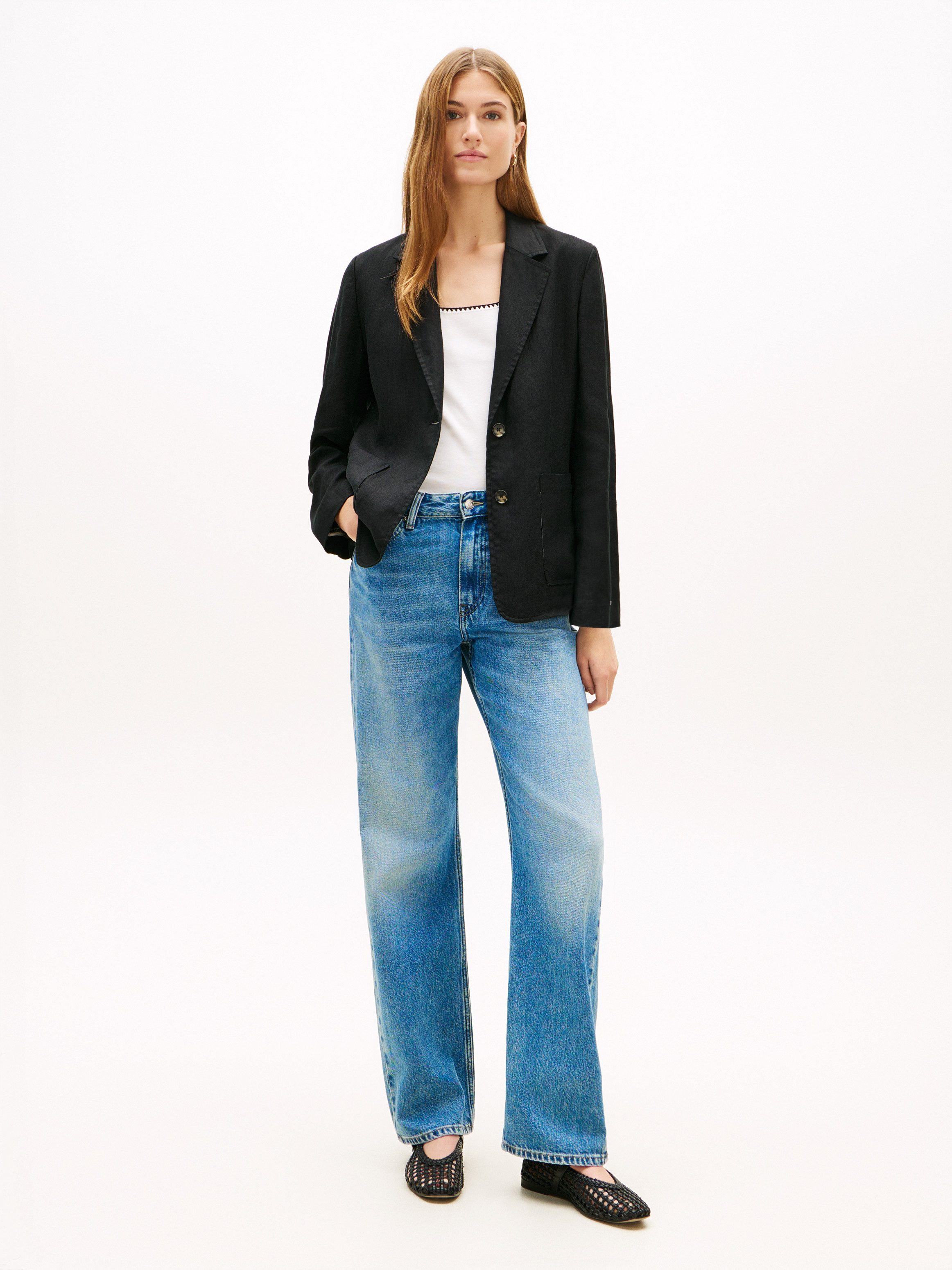 Tommy Hilfiger Kurzblazer NEW ESS LINEN REG SB BLAZER mit aufgesetzten Taschen