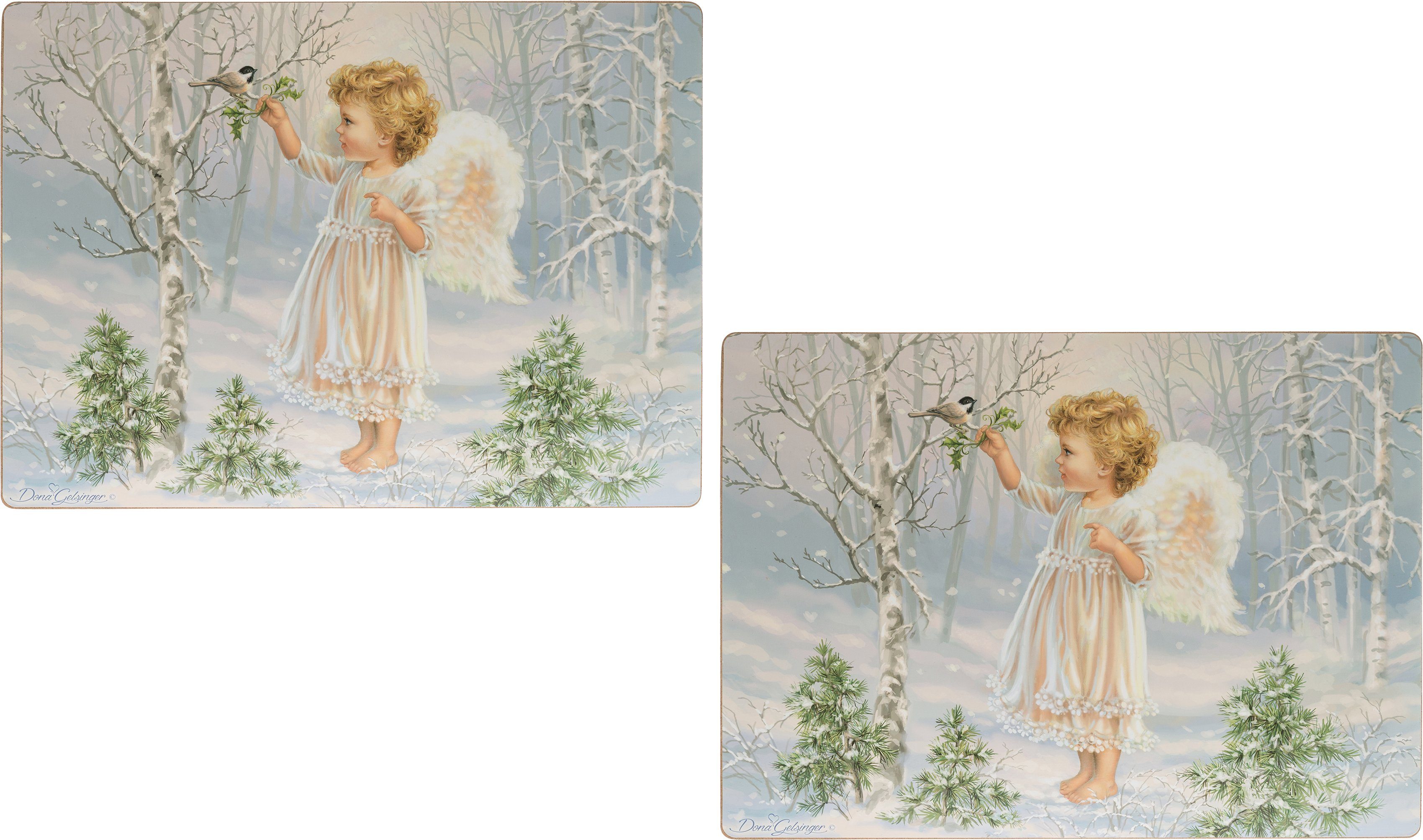 OTTO home Platzset Winterengel, Weihnachtsdeko, (Set, 4-St), weihnachtliches Motiv, Kork