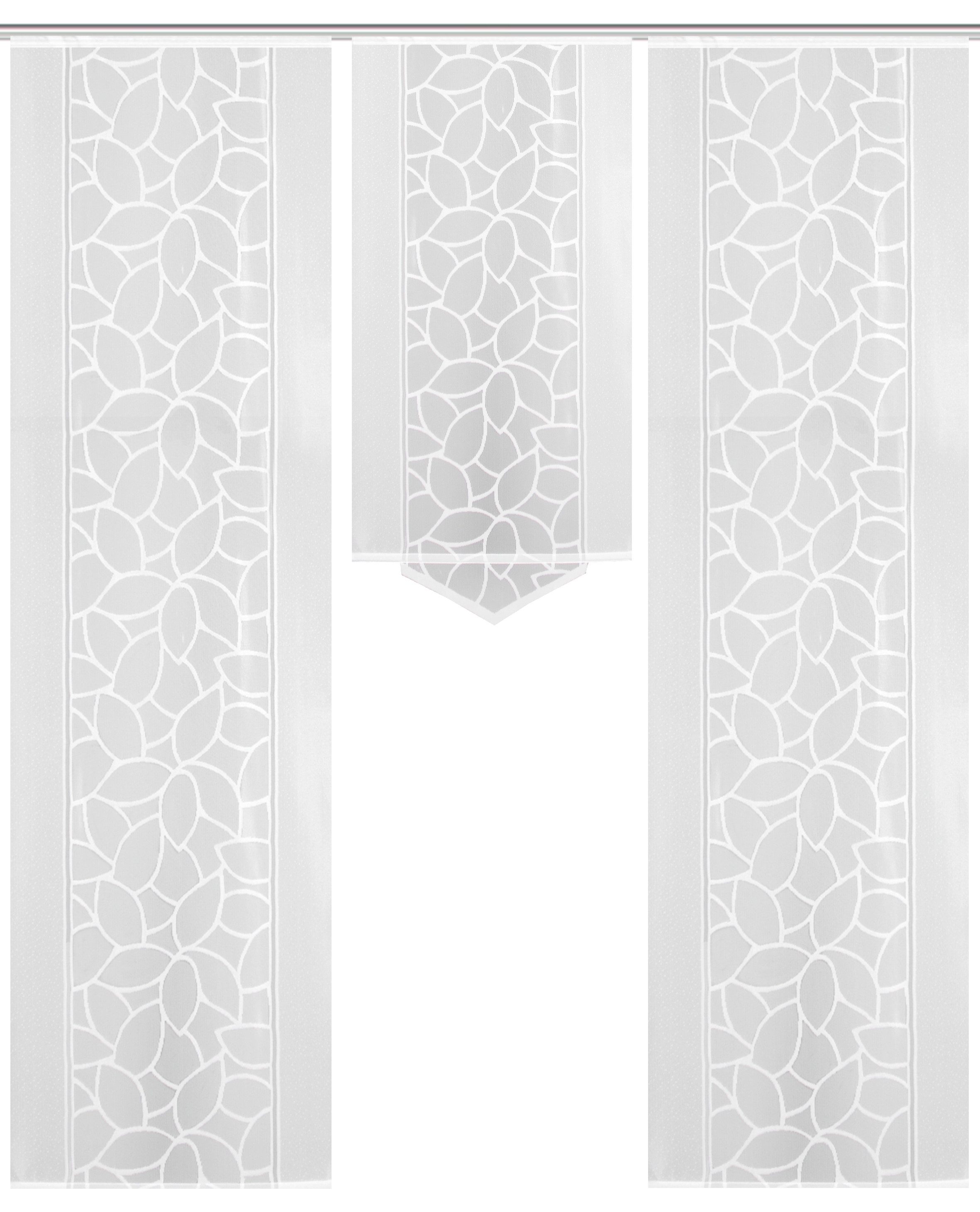 HOME WOHNIDEEN Schiebegardine JENNA (3 St), Klettband, halbtransparent, Schiebevorhang Jacquard Set