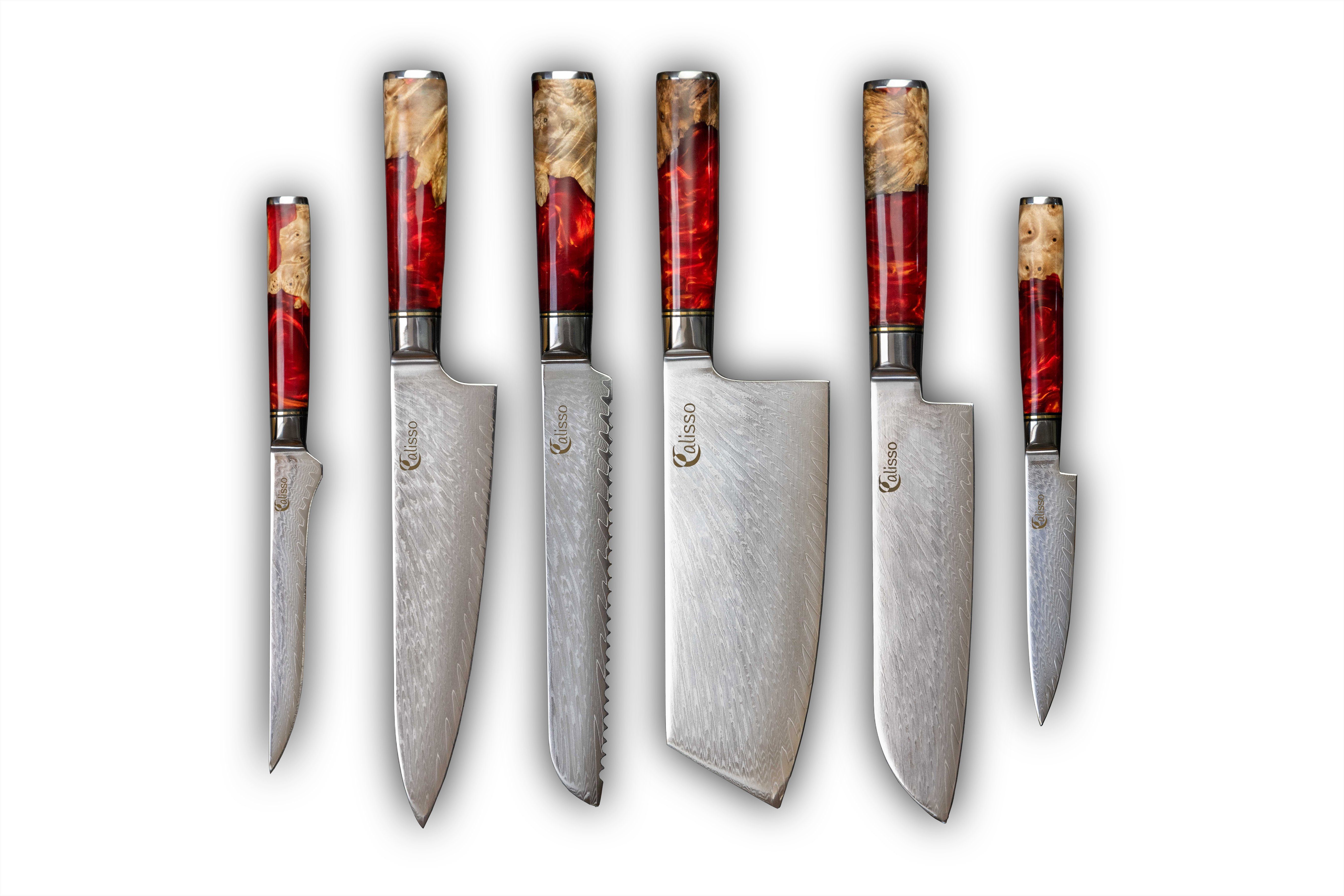 Calisso Messer-Set »Ruby Line Küchenmesser Damastmesser Messerset«  (Advanced-Set, 6-tlg), Damaszener Messer online kaufen | OTTO
