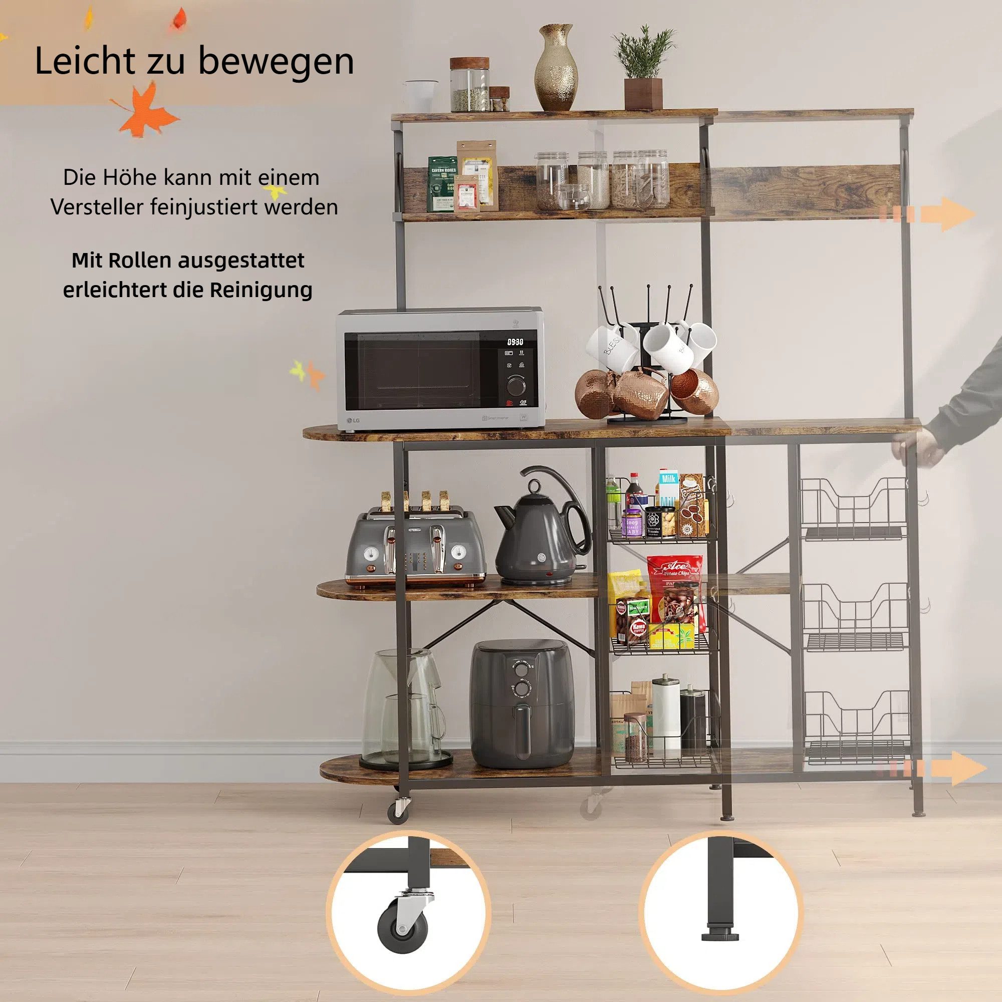 Bestier Standregal Küchenregal, Mikrowellenregal, 5-stufig mit günstig online kaufen