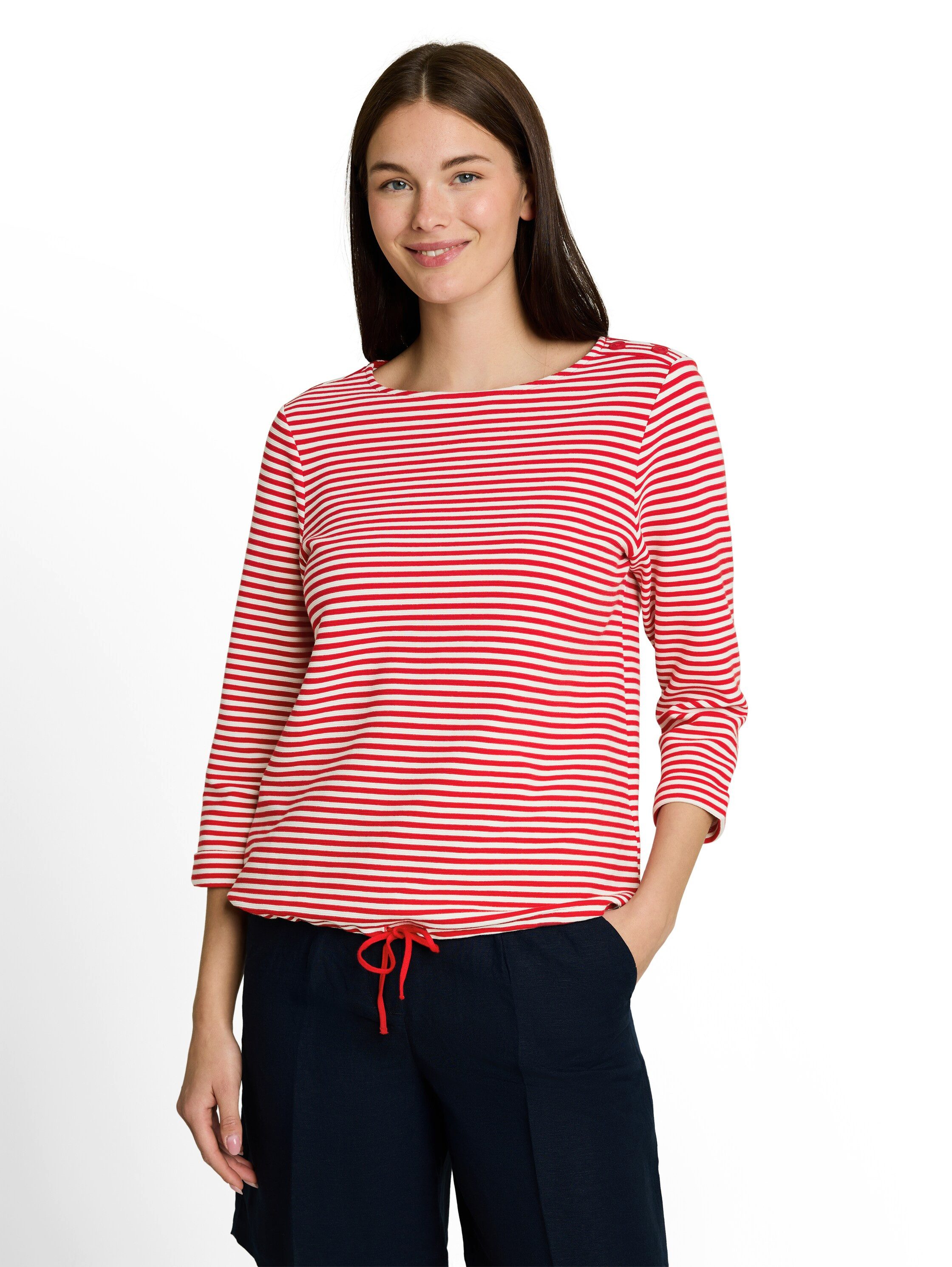 TOM TAILOR Langarmshirt Loose mit Knöpfen an der Schulter