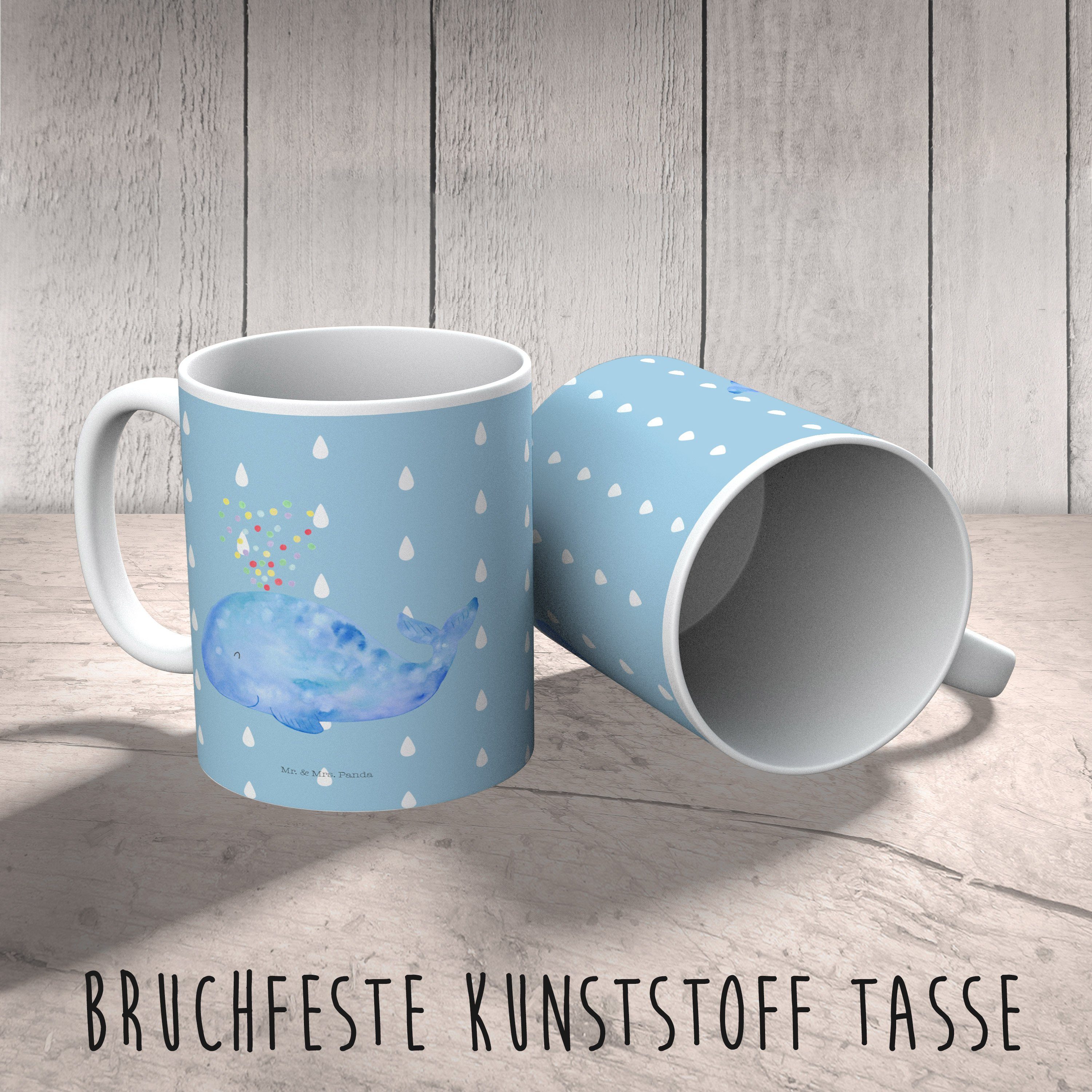 Mr. & Mrs. - Kinderbecher Pastell - Kaffeetasse, Trennung, Blau Konfetti Meer, Panda Wal Kunststoff Geschenk