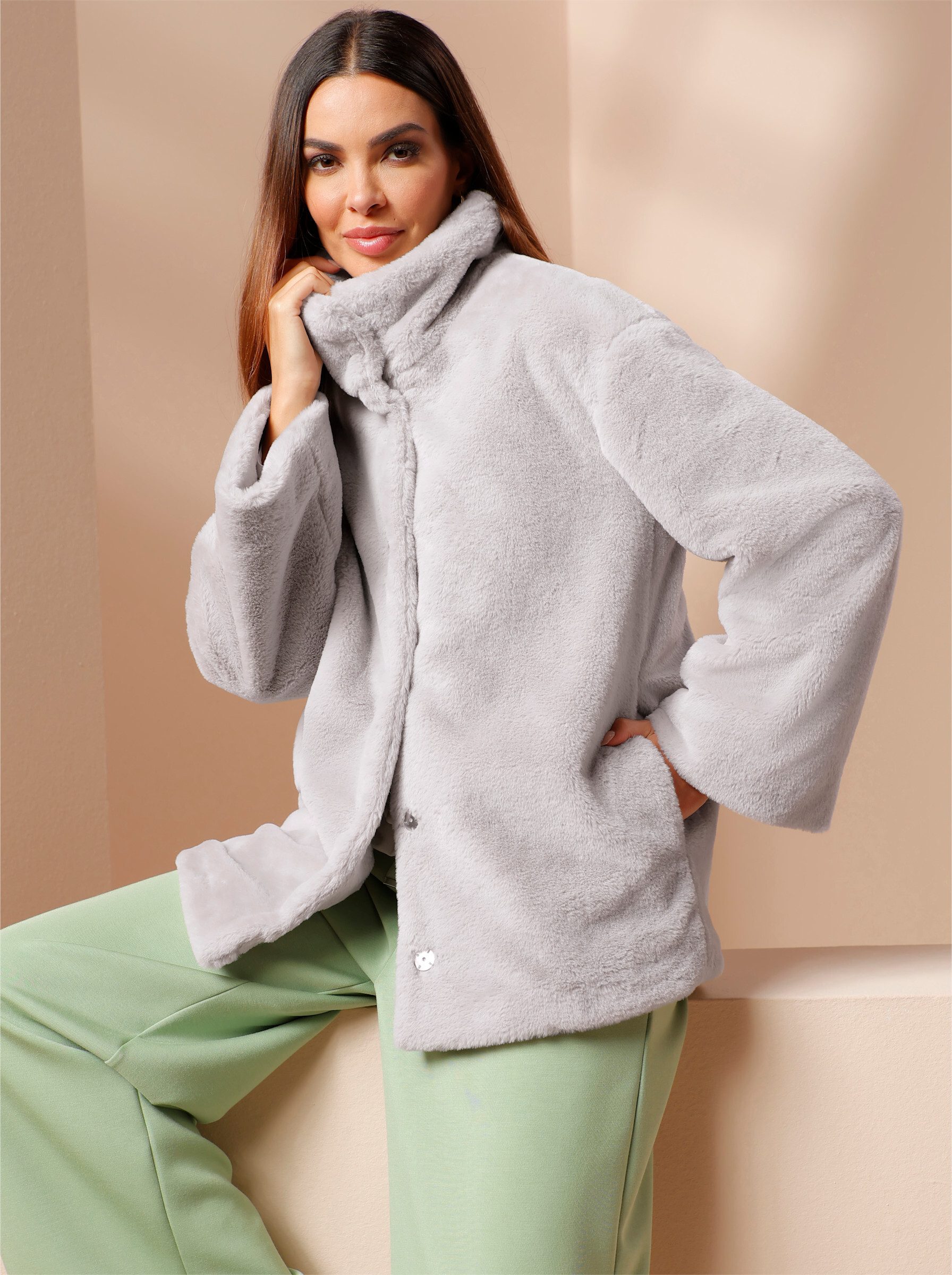 heine Allwetterjacke Fellimitat-Jacke Langarm