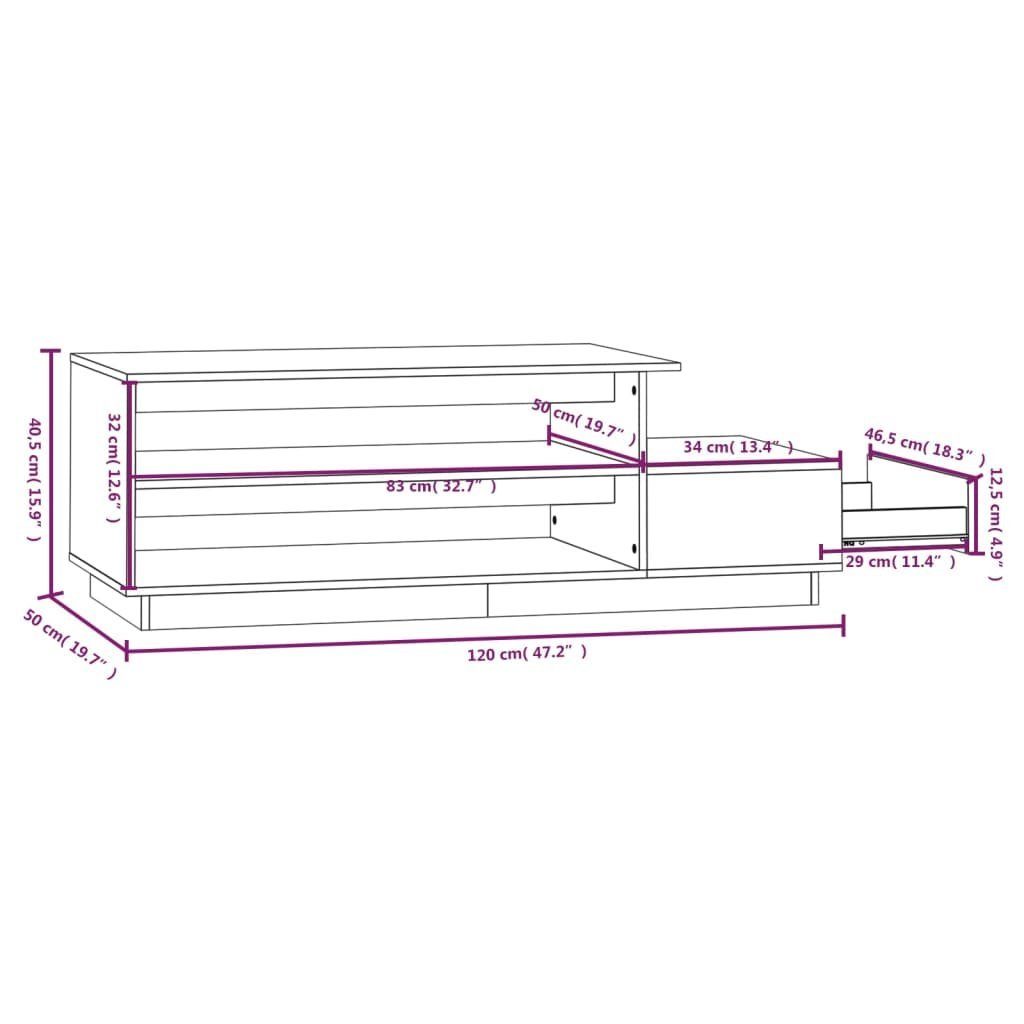 120x50x40,5 vidaXL Grau Couchtisch | Couchtisch Grau Kiefer Grau (1-St) cm Massivholz