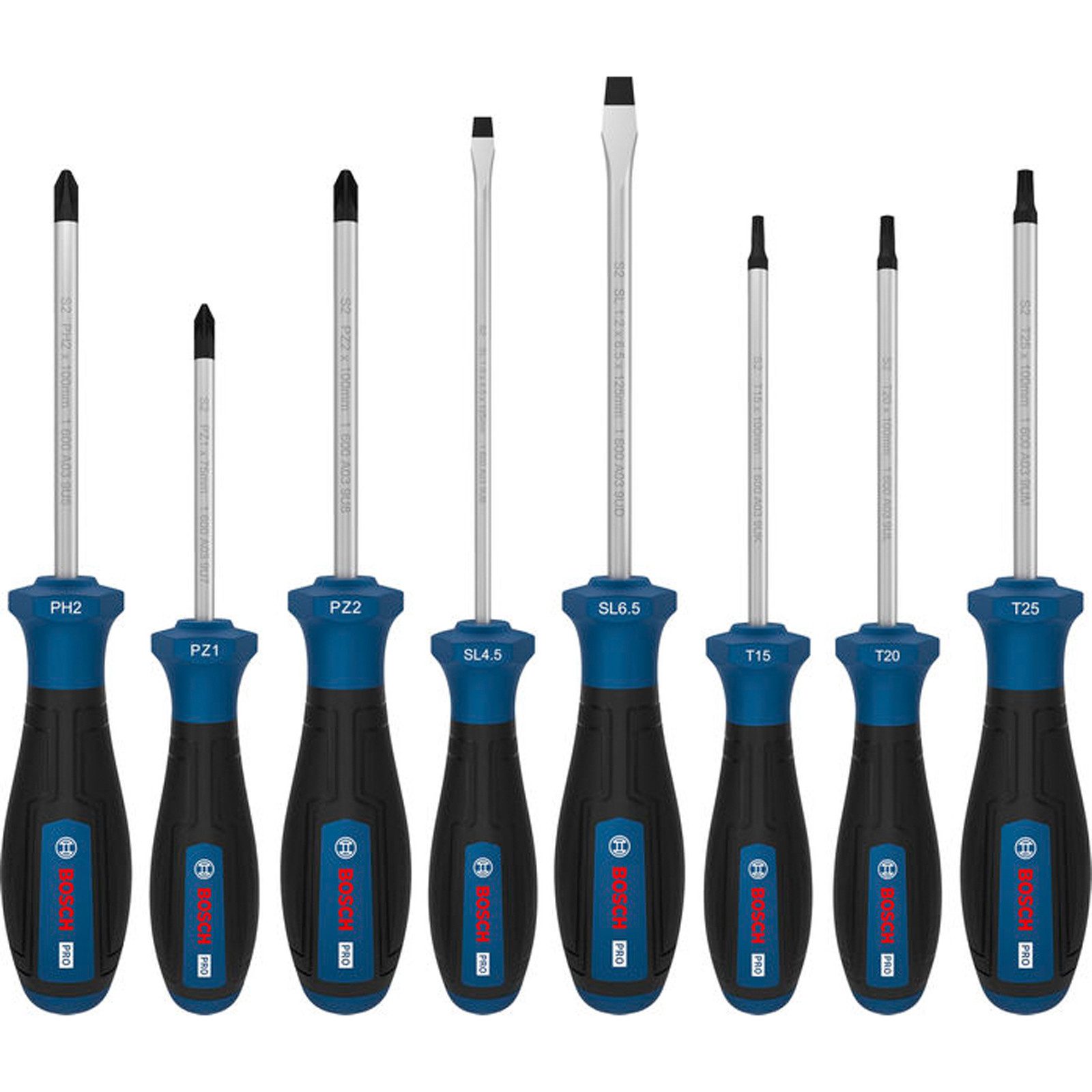 BOSCH Schraubendreher Bosch PRO Schraubendreher-Set PH/PZ/SL/TX 8-tlg. - 1600A039PF