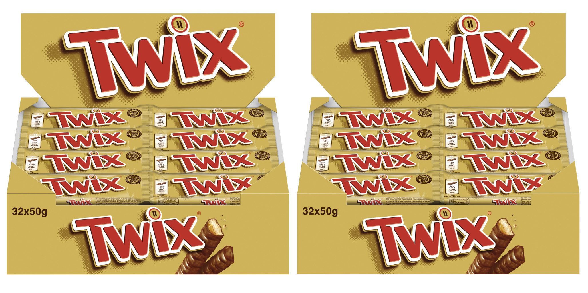 Twix Süßigkeit TWIX Doppelriegel 2x32x50g