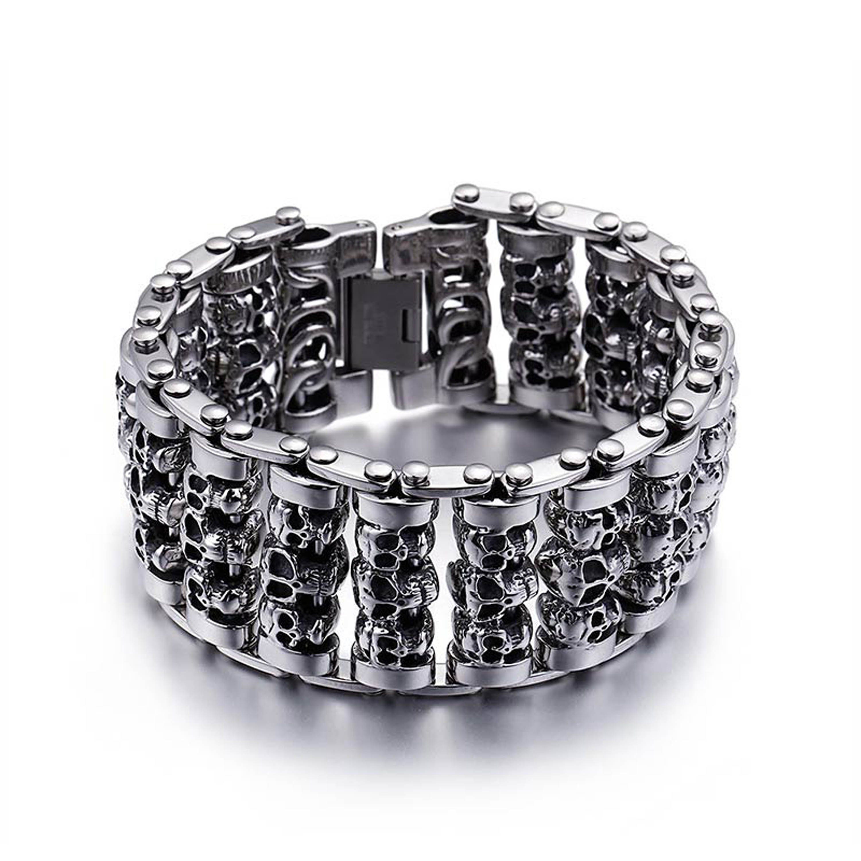UNIQAL.de Edelstahlarmband Panzerarmband Herren "SKELETON KING" günstig online kaufen