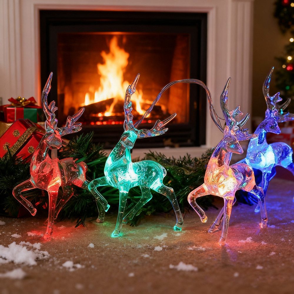 Coonoor LED-Lichterkette Elch-Lichterkette für fenster Weihnachtsdeko, Lichtervorhang, Außen Innen Weihnachtsdeko