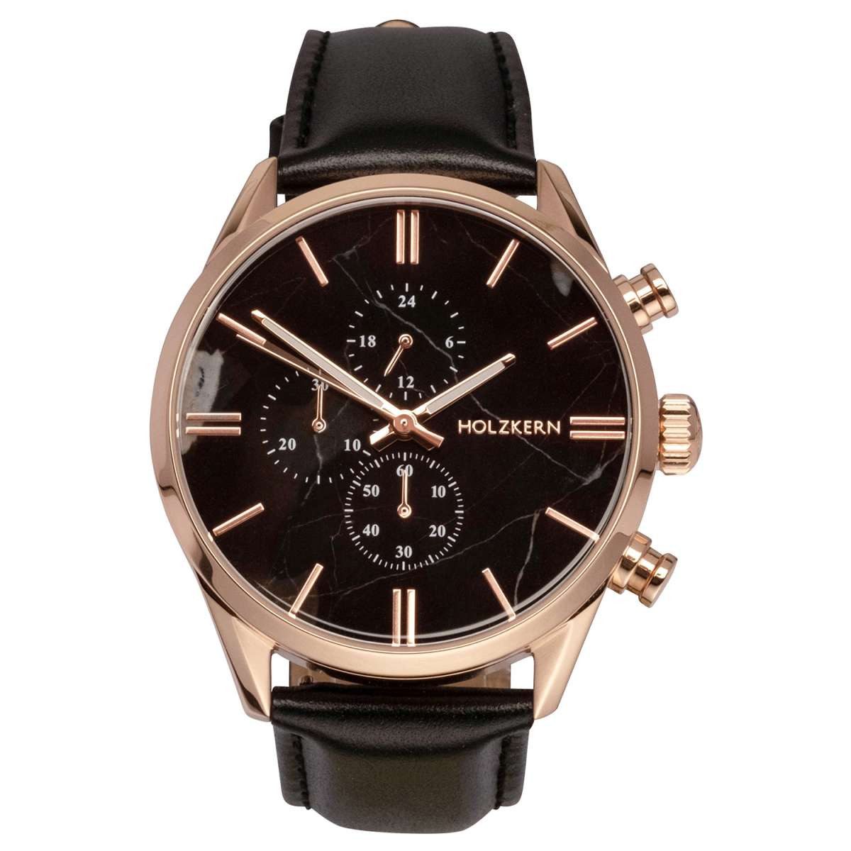 Holzkern Quarzuhr 9010631007270, für Herren Chronograph Relational Marmor/Roségoldfarben
