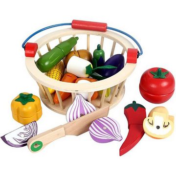 Fivejoy Lernspielzeug Magnetische hölzerne Schneiden Obst und Gemüse spielen Haus Spielzeug, Förderung der Puzzle-Kognition und Anregung der Vorstellungskraft