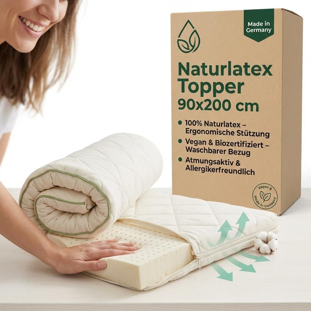 geborgenschlafen, Topper Naturlatex-Topper für gesunden Schlaf - GS ECO, Naturlatex, (Premium Matratzenauflage Latex-Topper)