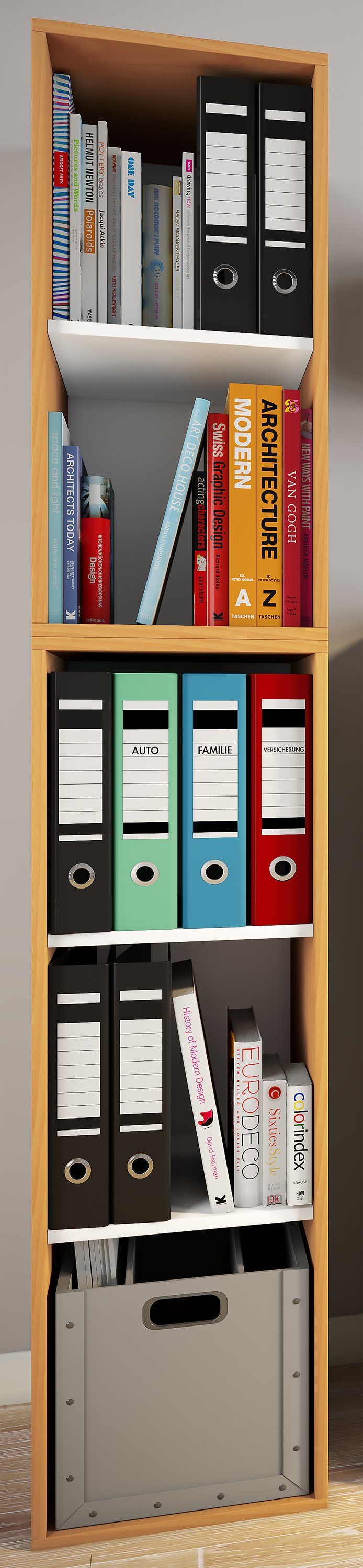 VCM Standregal Lona B. 35 x T. 37 x H. 183 cm, Offener Stauraum für Ordner, Akten und Bücher, 5 Fächer, Holzwerkstoff – Bild 3 von 4