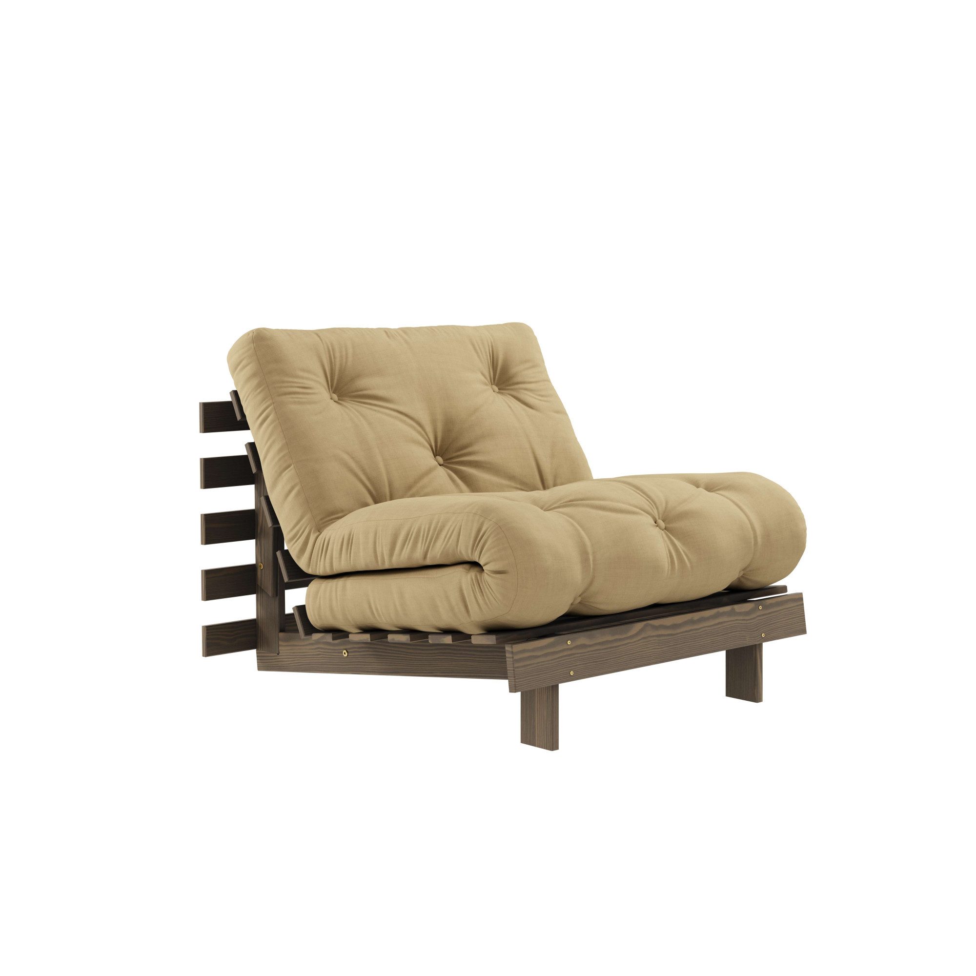 Karup Design Daybett Roots Sofa Bed, Schlafsofa, Bettfunktion, FSC®-Massivholz, B: 90 cm, Inkl. Futonmatratze. Made in Europe, minimalistisches Design