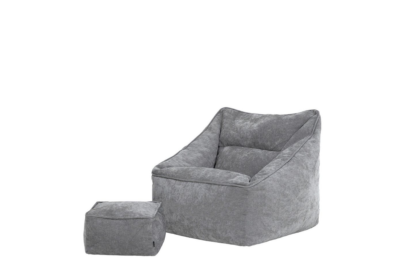 icon Sitzsack chenille premium Sessel „Natalia" mit Hocker (Spar-Set, 1 x Sitzsack-Sessel, 1 x Fußhocker), Sitzsack XXL, Made in Germany, für Erwachsene & Kinder, für Wohnzimmer
