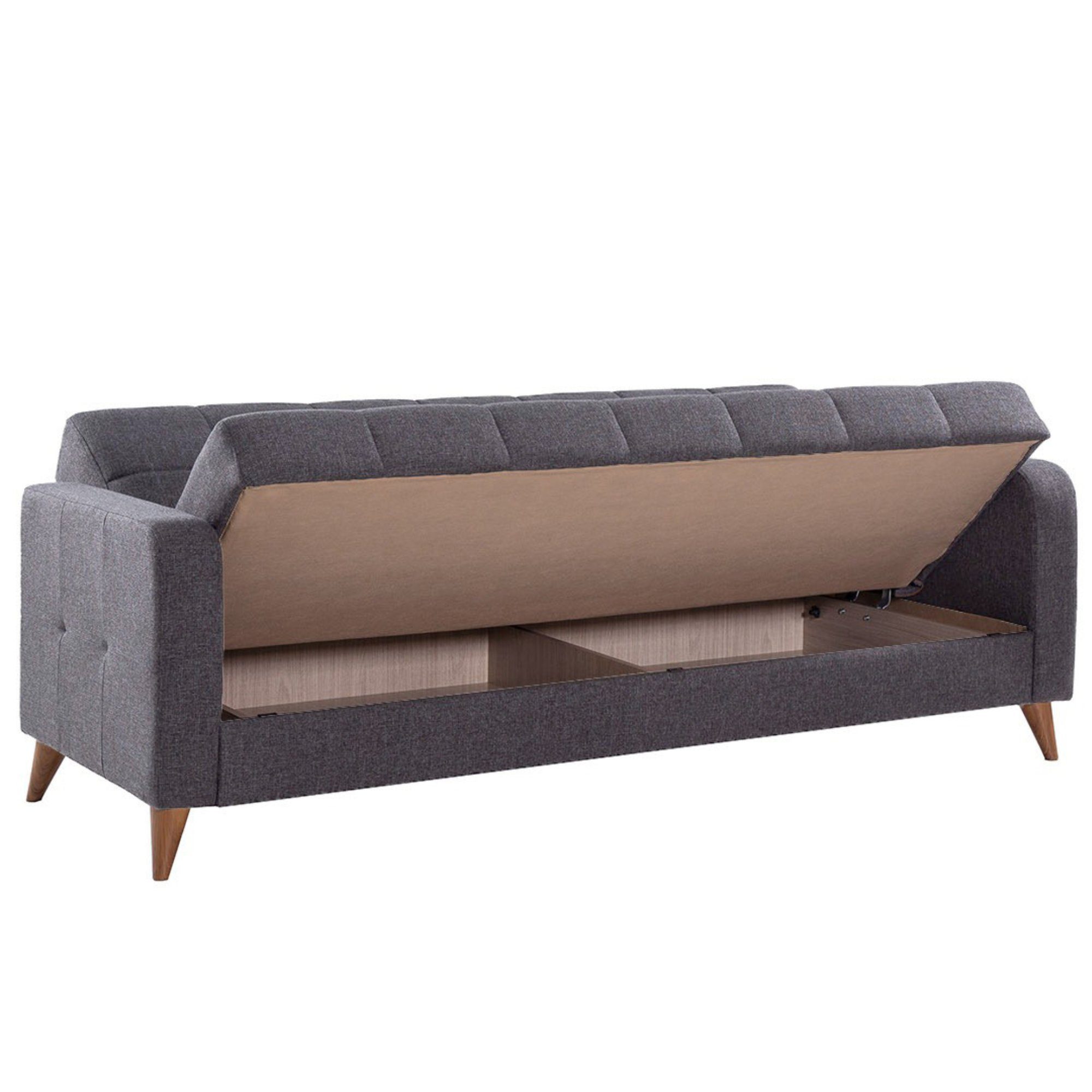 Sofa Bilbao 219 Gozos cm 98 Polybaumwolle, Anthrazit Bettfunktion Couch x Series Sofa, Gozos x 3 90 Sitzer