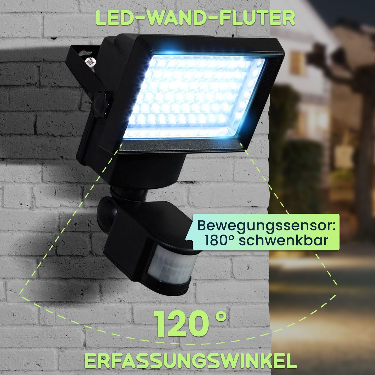 Casativo LED Gartenstrahler LED Solar-Strahler Bewegungsmelder Reichweite 2–12m Sicherheitsleuchte, 60 SMD-LEDs und insgesamt 600 Lumen – Bild 5 von 5