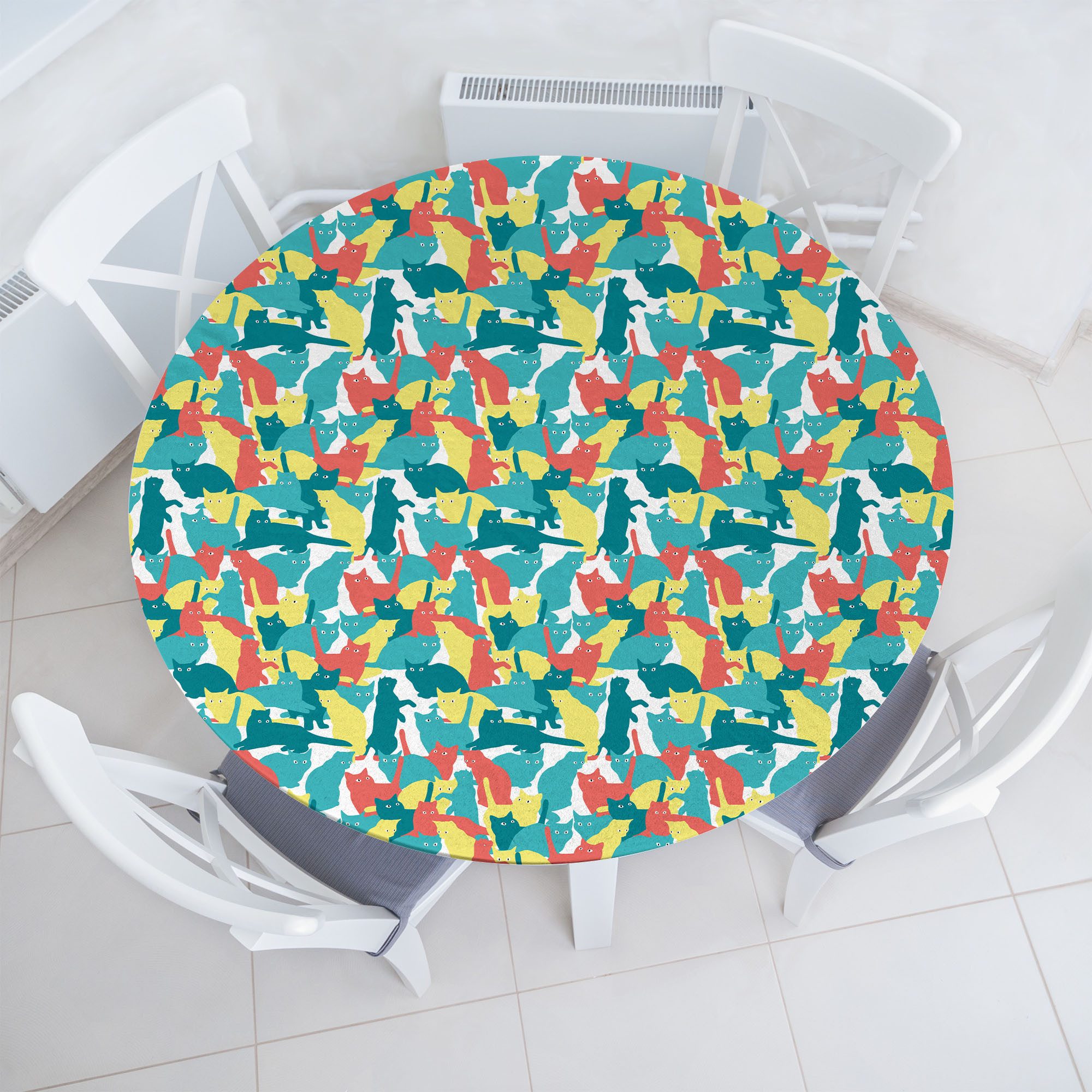 Abakuhaus Tischdecke Rundum-elastische Stofftischdecke, Katze Energetische Kitten