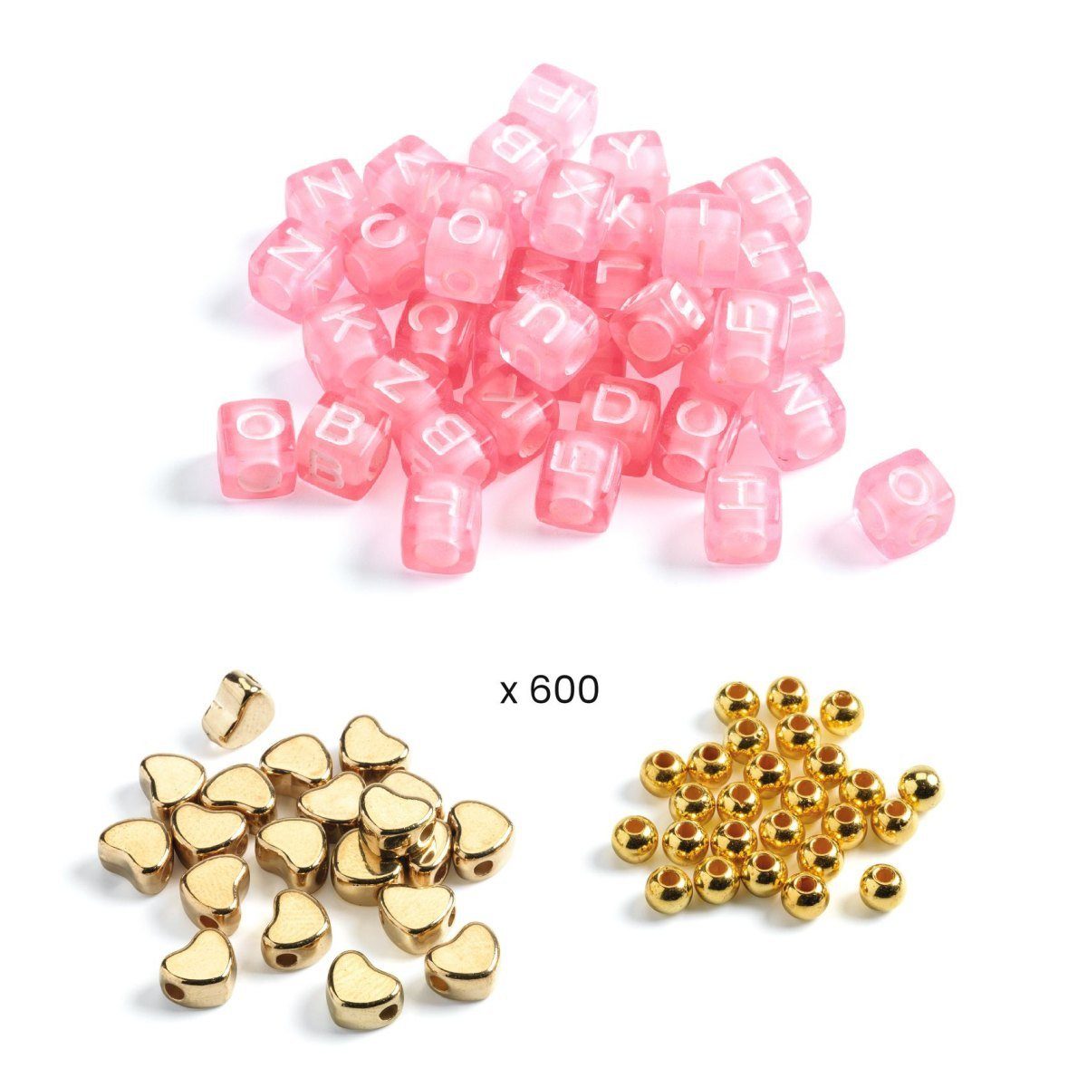 basteln: Gold Armbänder 1000 Perlen Kreativset Schmuck Buchstaben DJECO