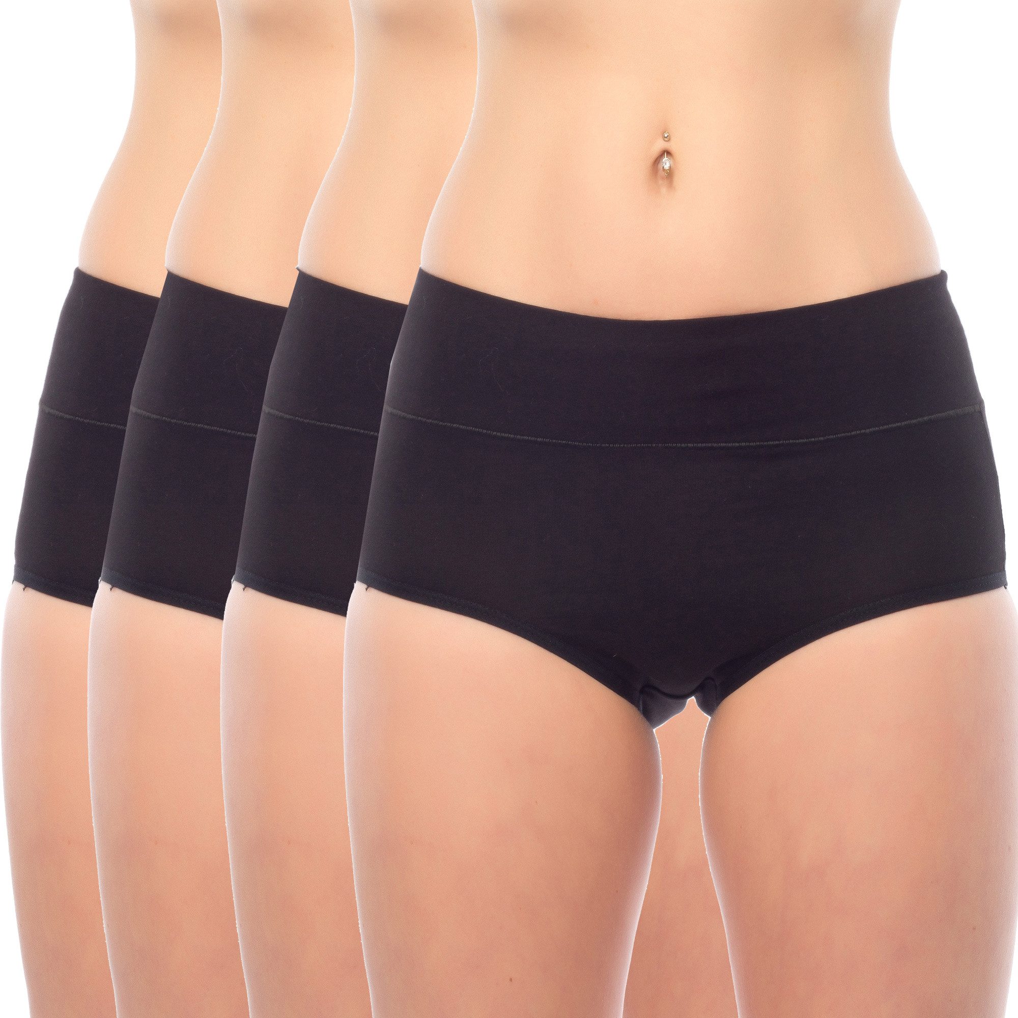 Bongual High-Waist-Hipster Taillenslip mit extra breitem Bund (4er-Pack)