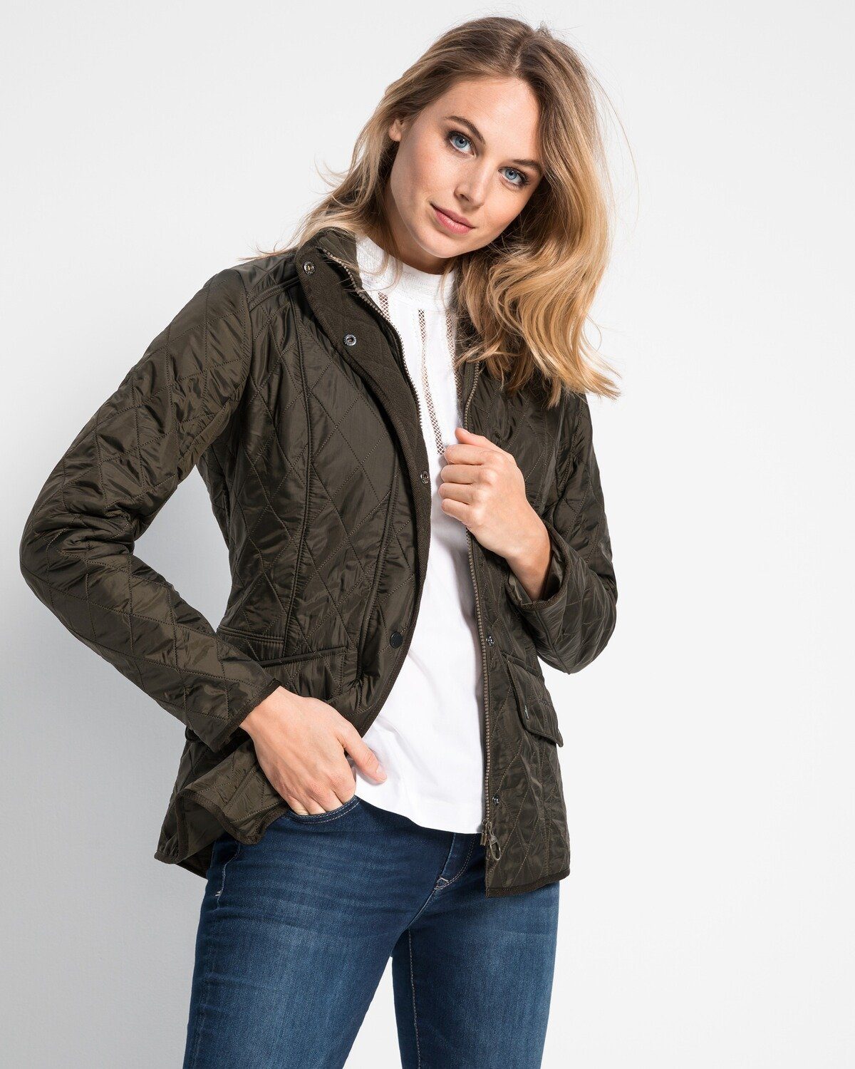 Oliv Polarquilt Barbour Steppjacke Cavalry Steppjacke