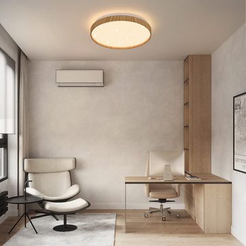 Nettlife LED Deckenleuchte Holz Deckenlampe Dimmbar mit Fernbedienung, LED fest integriert, Warmweiß, Neutralweiß, Kaltweiß, Schlafzimmer Wohnzimmer Badezimmer Arbeitszimmer
