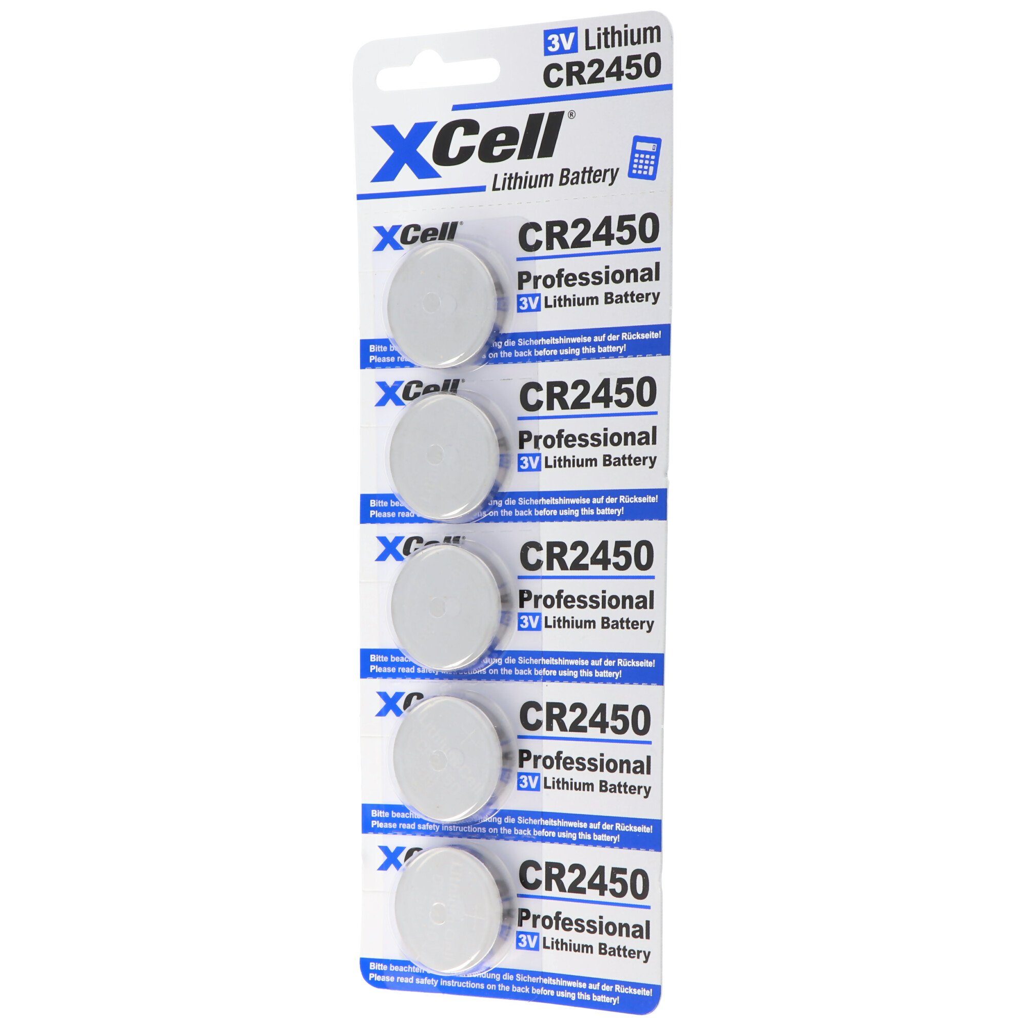 XCell 5er-Sparset CR2450 Lithium Batterie 3V, CR2450 Batterien im praktisch Batterie, (3,0 V)