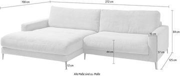 INOSIGN Ecksofa Downtown, B/T/H: 272/190/84 cm L-Form, weicher Sitzkomfort auch in Cord und Bouclé, incl. Zierkissen