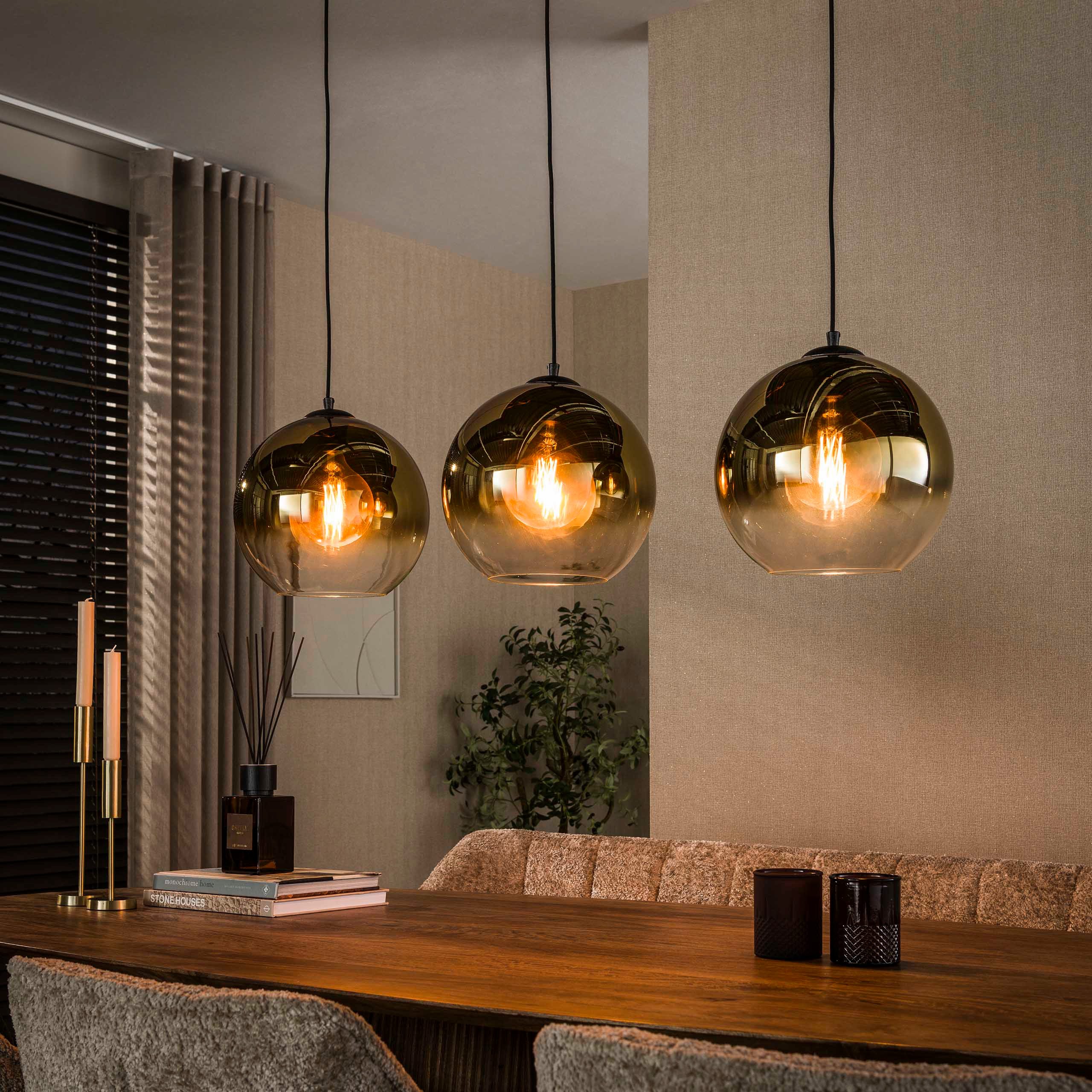 Sitheim® Pendelleuchte Pendelleuchte Bubble Shaded 3-Fassungen, LED wechselbar, 3-flammig, Pendel einzeln höhenverstellbar