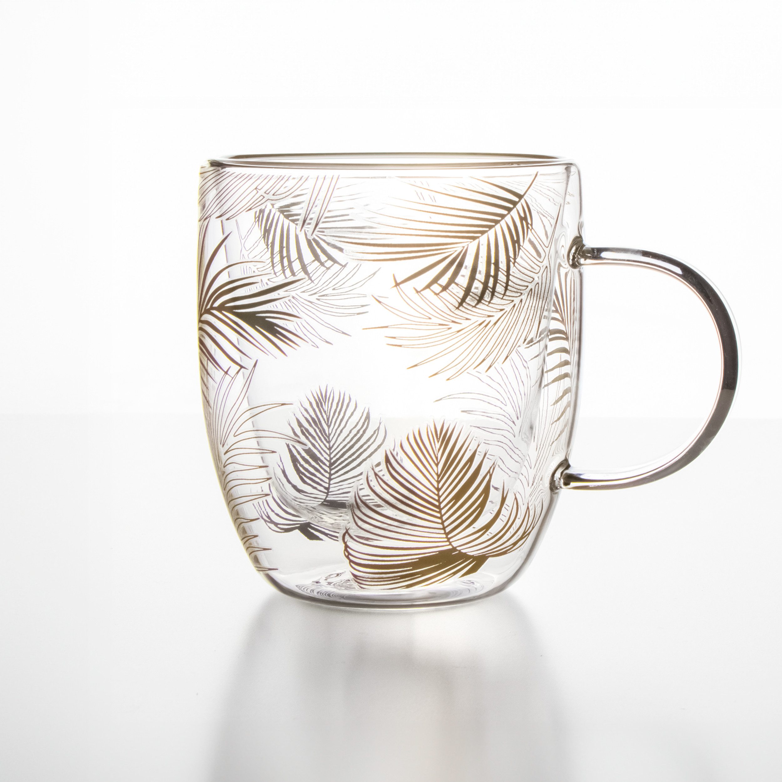 KVOTA Thermoglas Doppelwandiges Glas 2-er Set je 300 ml Thermogläser Design „Tropen“, 2-tlg., Glas, Tropen-design, doppelwandig