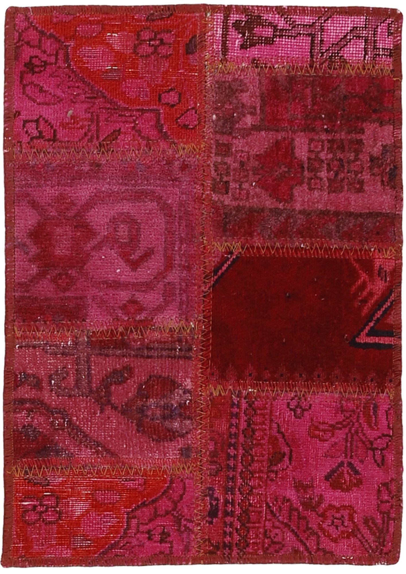 Wohnando Teppich MY-RUG Vintage Patch Work Floral & Ornamentiert 60x40cm, Rechteckig, Höhe: 10 mm, Handgeknüpfter Teppich,Handgesponnene Wolle, mit Naturfarben gegärbt