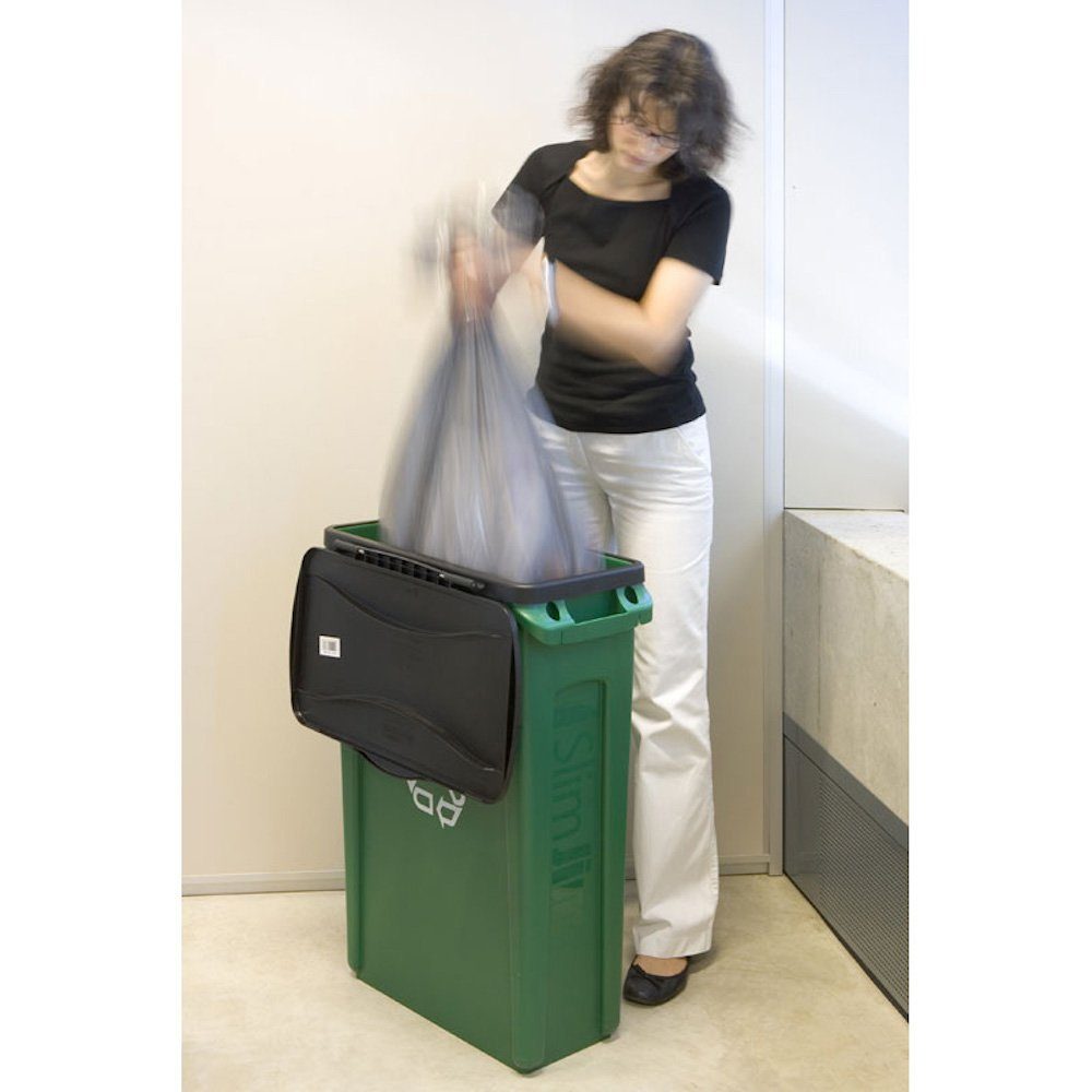 Mülleimer 60L, Mülleimer Recyclingsymbol Grün mit Slim mit Jim Belüftungskanälen, Beige PROREGAL®