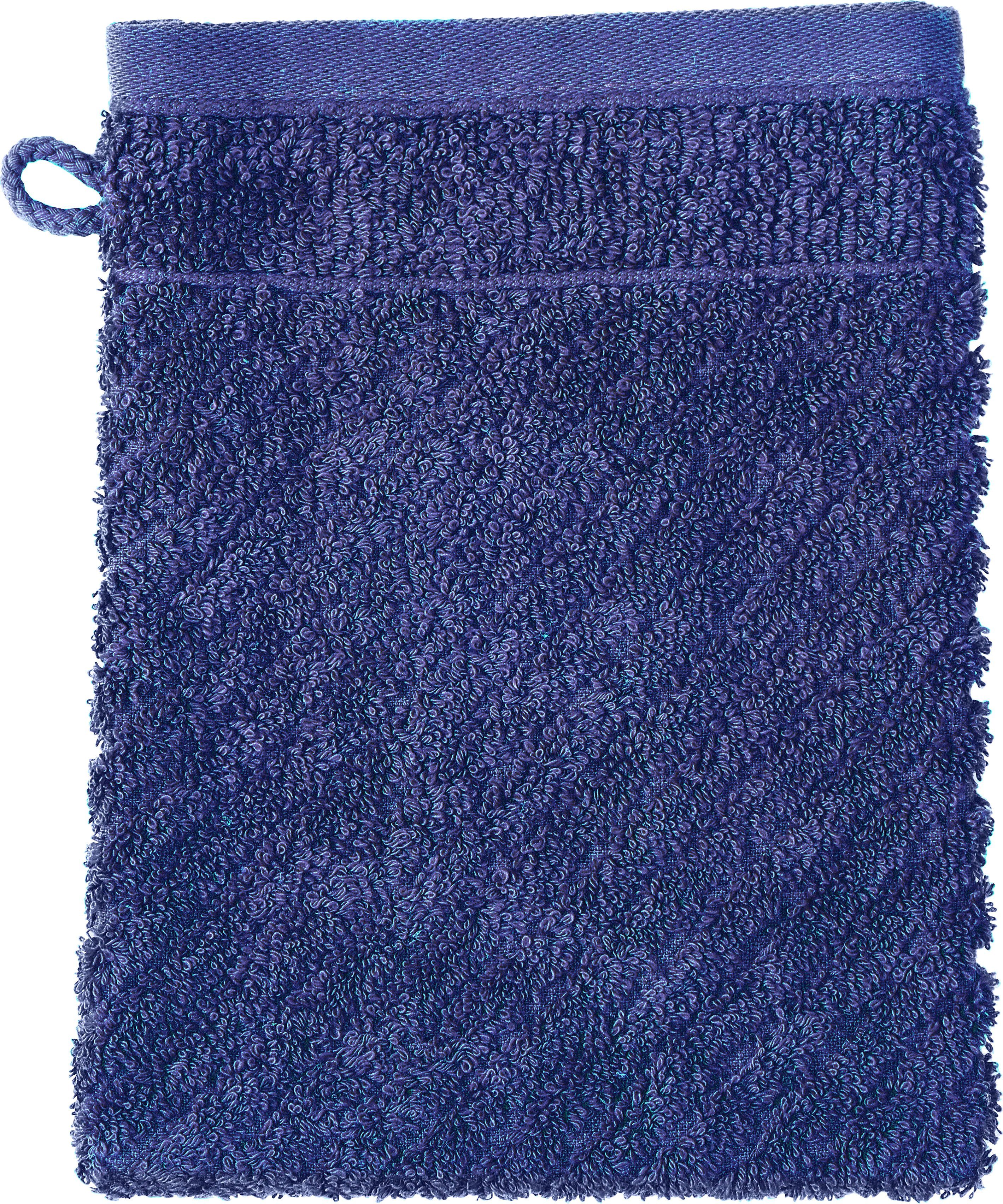 ROSS Waschhandschuh Smart (6-tlg), Velourslabel royalblau mit Uni-Rippe