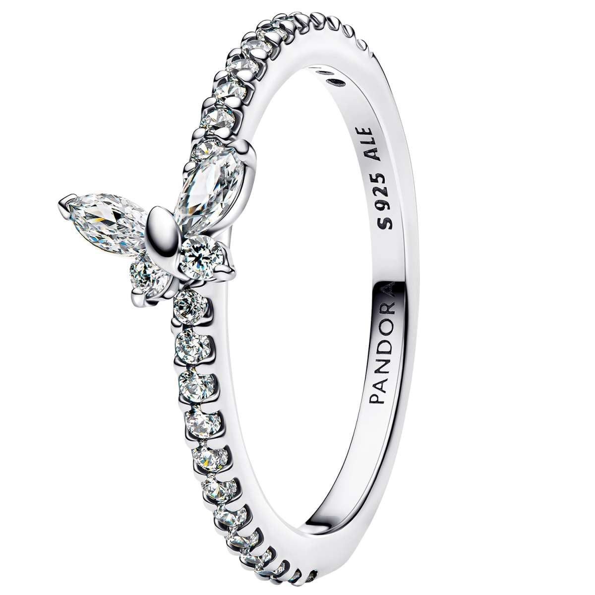 Pandora Silberring 194269C03, Silber Damenring Funkelnder Schmetterling Weiß