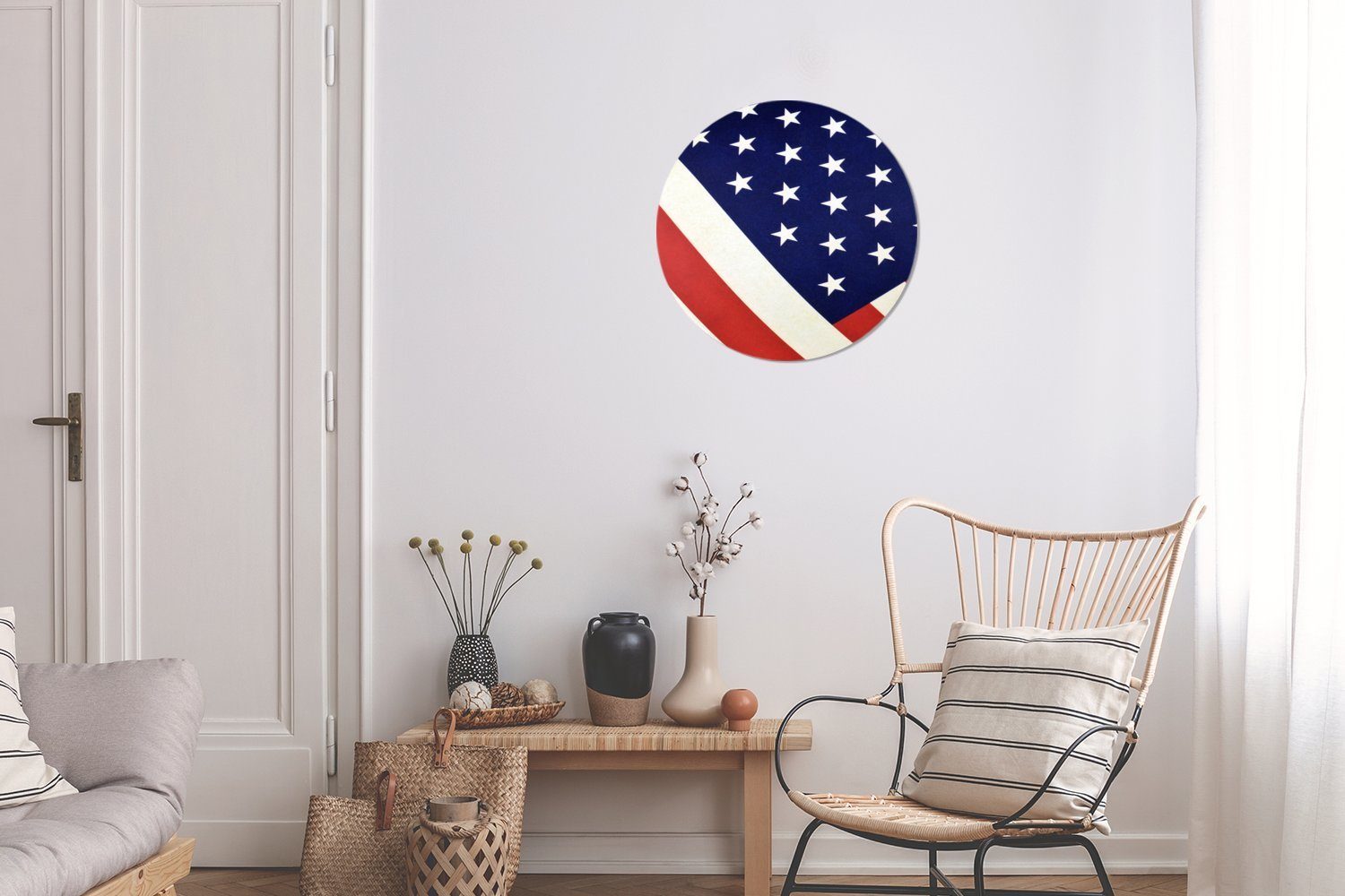 Rundes cm St), Flagge (1 Teil der Kreis Forex, Wandbild, 30x30 der Wohnzimmer, Gemälde Staaten, Wanddekoration Vereinigten MuchoWow