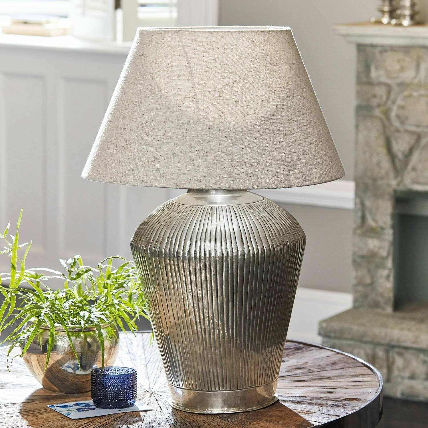 Mirabeau Tischleuchte Tischlampe Caulières creme/antiksilber günstig online kaufen