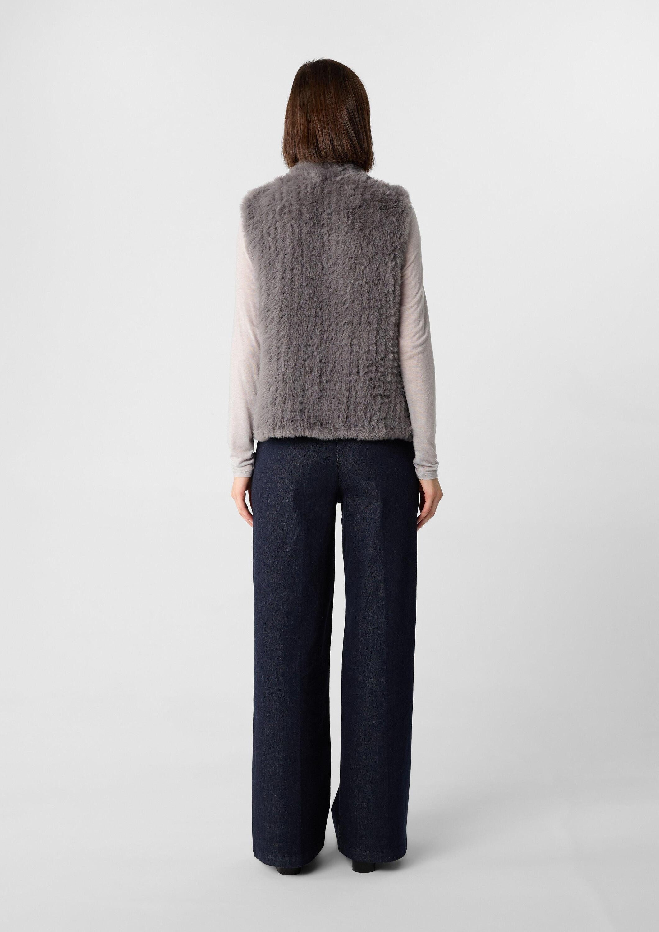 comma Outdoorjacke Outdoor-Weste Weste aus gestricktem Kunstpelz