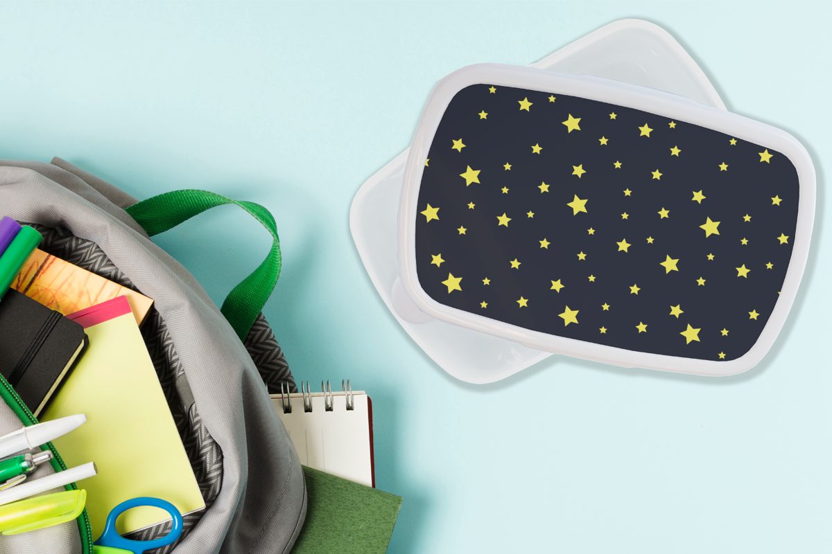 Brotbox Brotdose, für Nacht Jungs Lunchbox - und weiß Erwachsene, für Sternenhimmel Mädchen und Kinder Muster, (2-tlg), Kunststoff, - MuchoWow