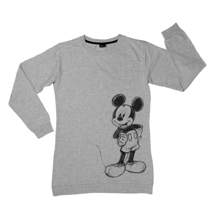 United Labels® Nachthemd Disney Mickey Mouse Nachthemd für Damen Schlafshirt Pyjama langärmlig lange Ärmel Oberteil Grau