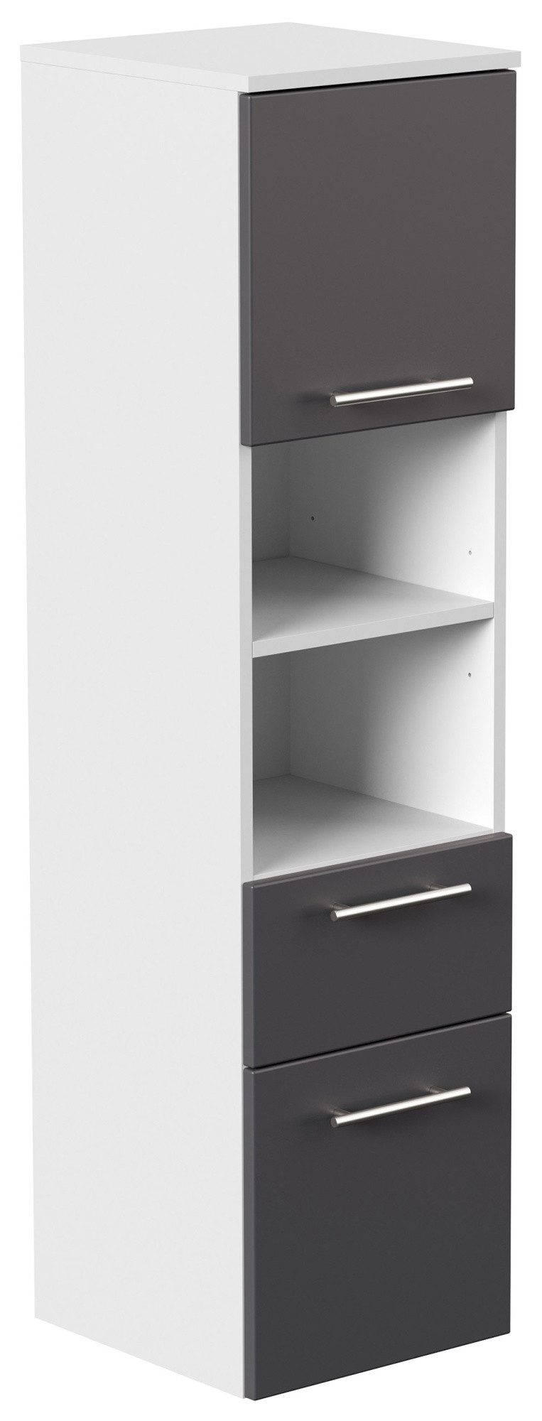 Magnolia Home Hängeschrank Hochschrank SANTINI 135cm weiss matt mit Fronten in anthrazit