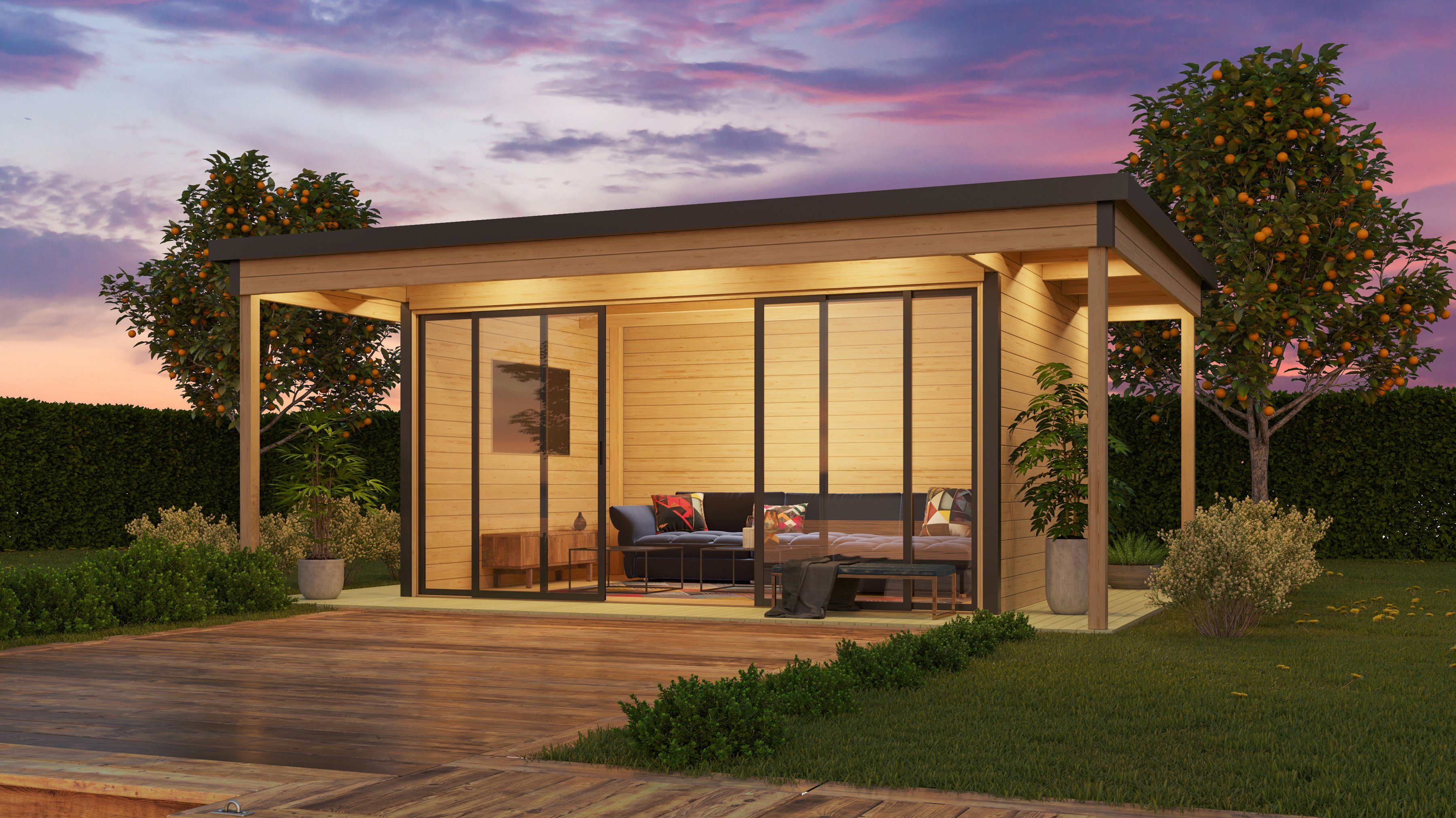 LASITA MAJA Gartenhaus DOMEO 4 LOGGIA, BxT: 597,6x421,5 cm, (Set), in verschiedenen Farben