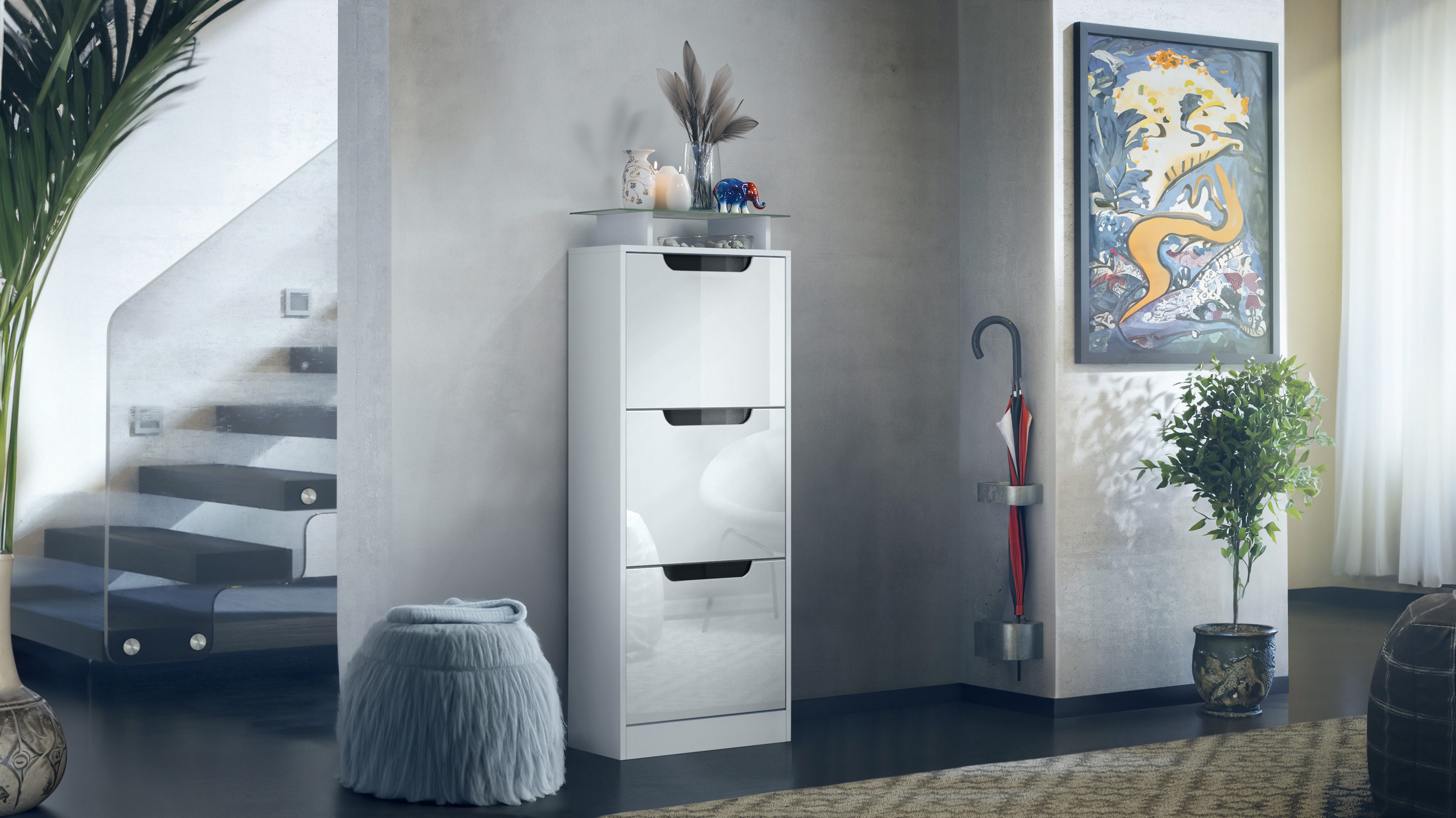 Vladon Schuhschrank Space V2 (Schuhkipper, für 12 Paar Schuhe mit 3 Klappen günstig online kaufen