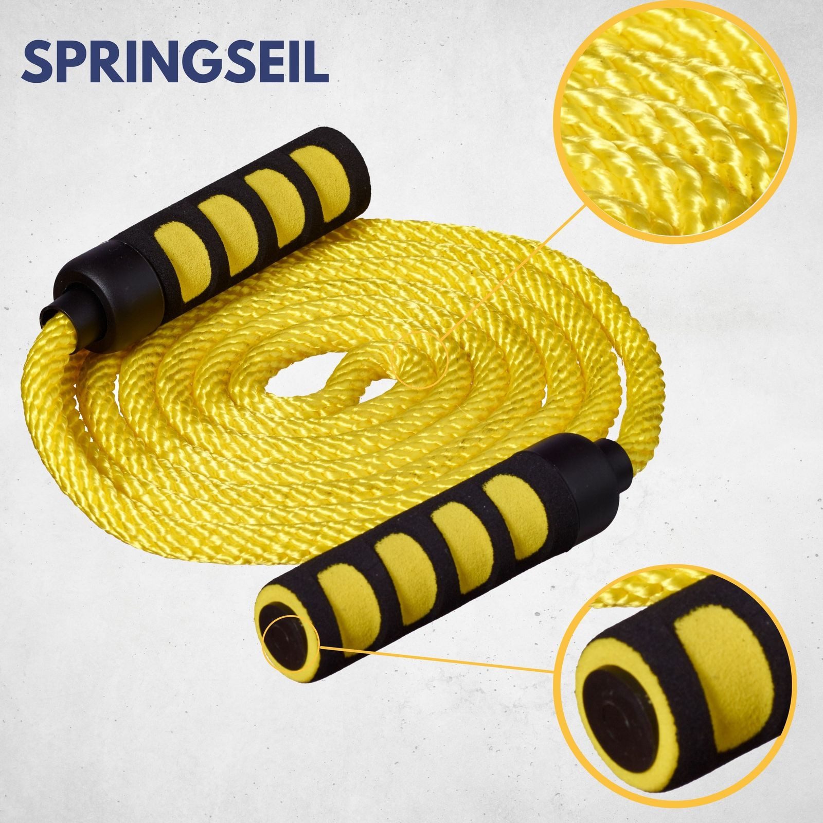 Best Sporting Springseil Springseil mit Softgriffen I Länge 400 cm I Farbe Gelb, Schwungseil für mehrere Springer