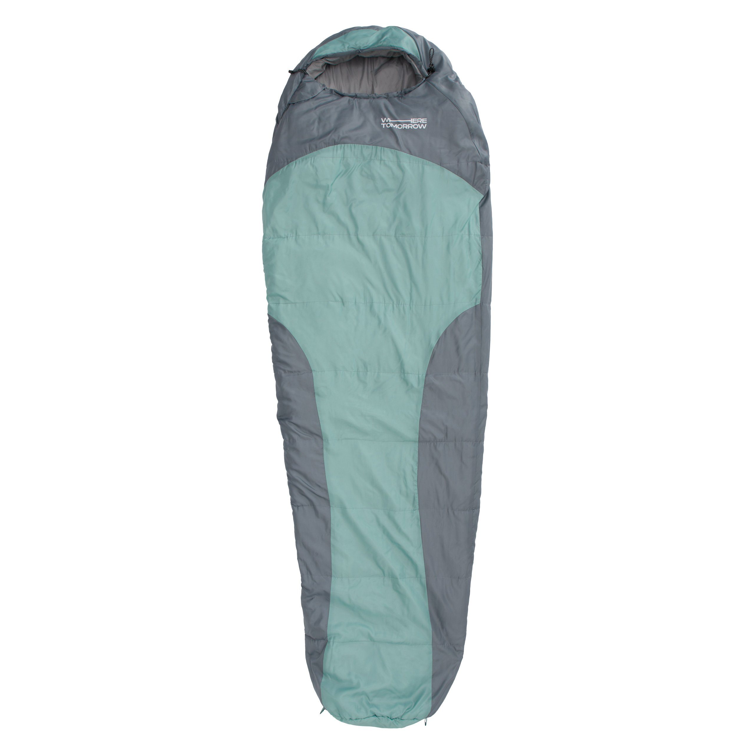 Lumaland Mumienschlafsack Where Tomorrow Camping Schlafsack mit Tasche, wasserabweisend Wärmekragen atmungsaktiv 230x80x55 hellblau