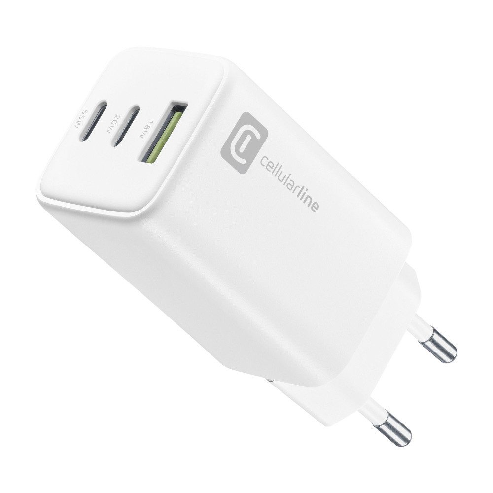 3 Port Multipower 65W Reiselader GaN White (60928) Ladegerät (USB-A + USB-Ladegerät