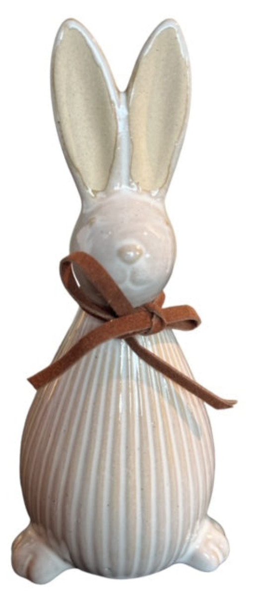 finehomegarden Osterhase Keramik Hase 2er Set Dekofigur Ø7cm H17cm Ostern Skulptur Deko (Set, 2 St., 2er Set), creme/weiß Osterdeko Frühjahrsdekoration Wohnaccessoire 613047-12